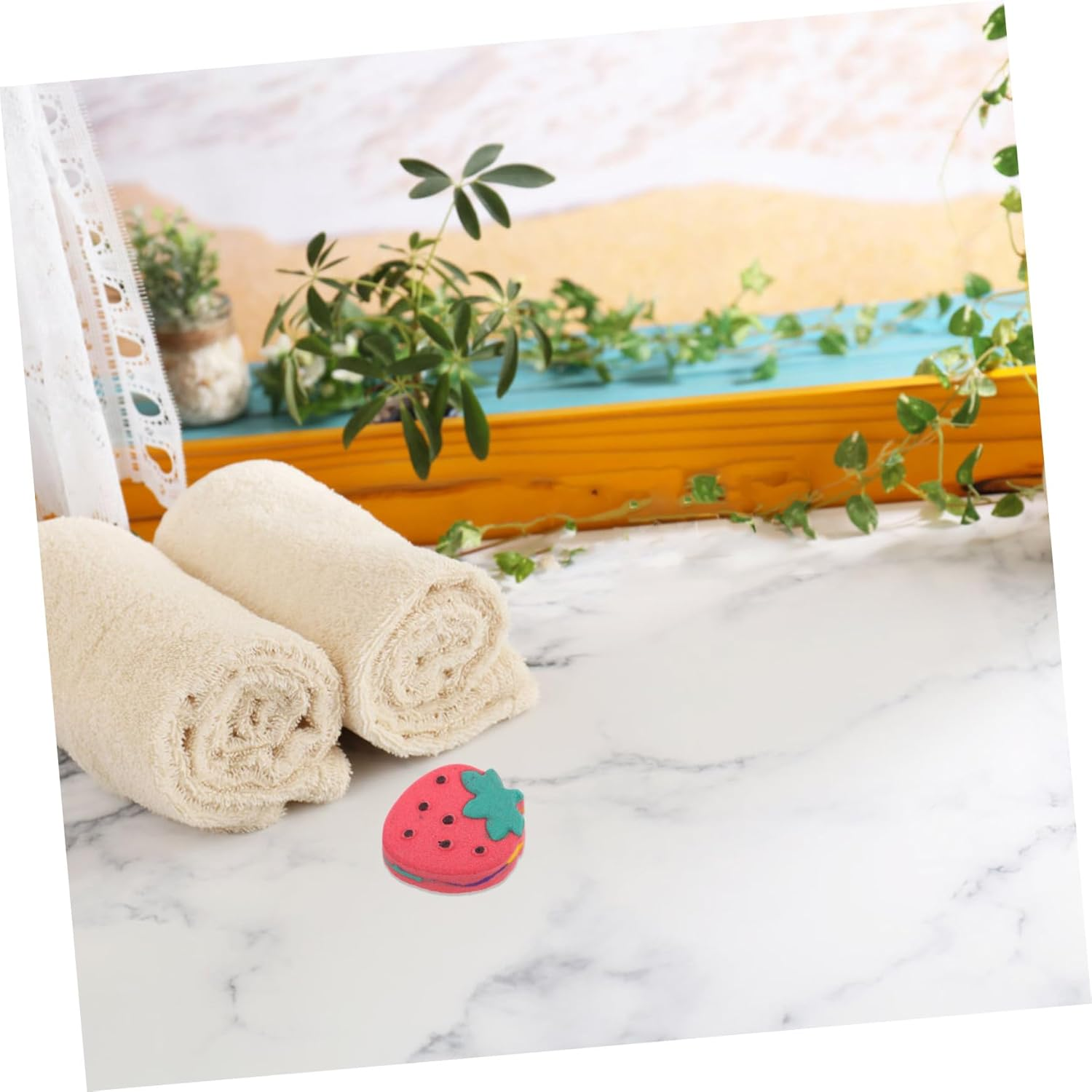 VALICLUD Strawberry Bath Salt Balls with Essential Oils Aromatherapy Relaxation Moisturizing Fragrance Bath for Women Valentine Day Spa Experience image number 1