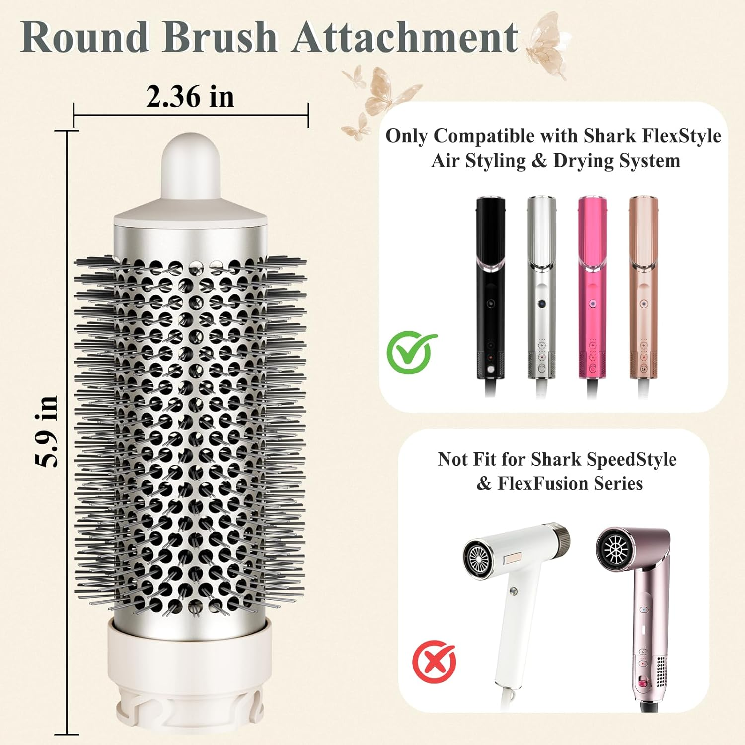 AFDD round Brush Attachment for Shark Flexstyle Accessories, Normal round Volumizing Brush Hair Styling Tool for Straight, Wavy, Curly, and Coily Hair image number 3