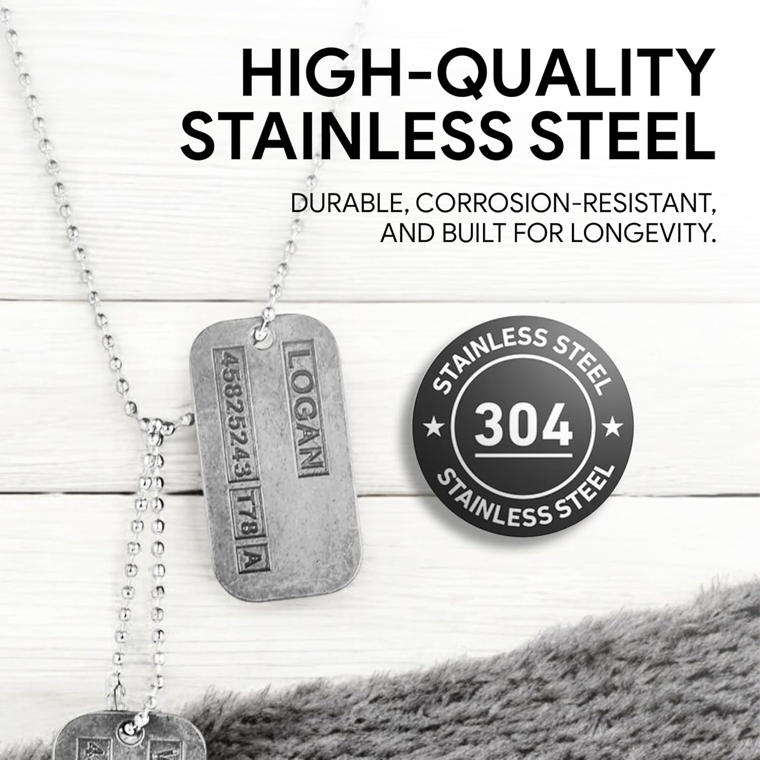 'Wolverine' Logan Military Dog Tags - Movie Costume Cosplay Prop - Stainless Steel Chains&Silencers Included image number 5