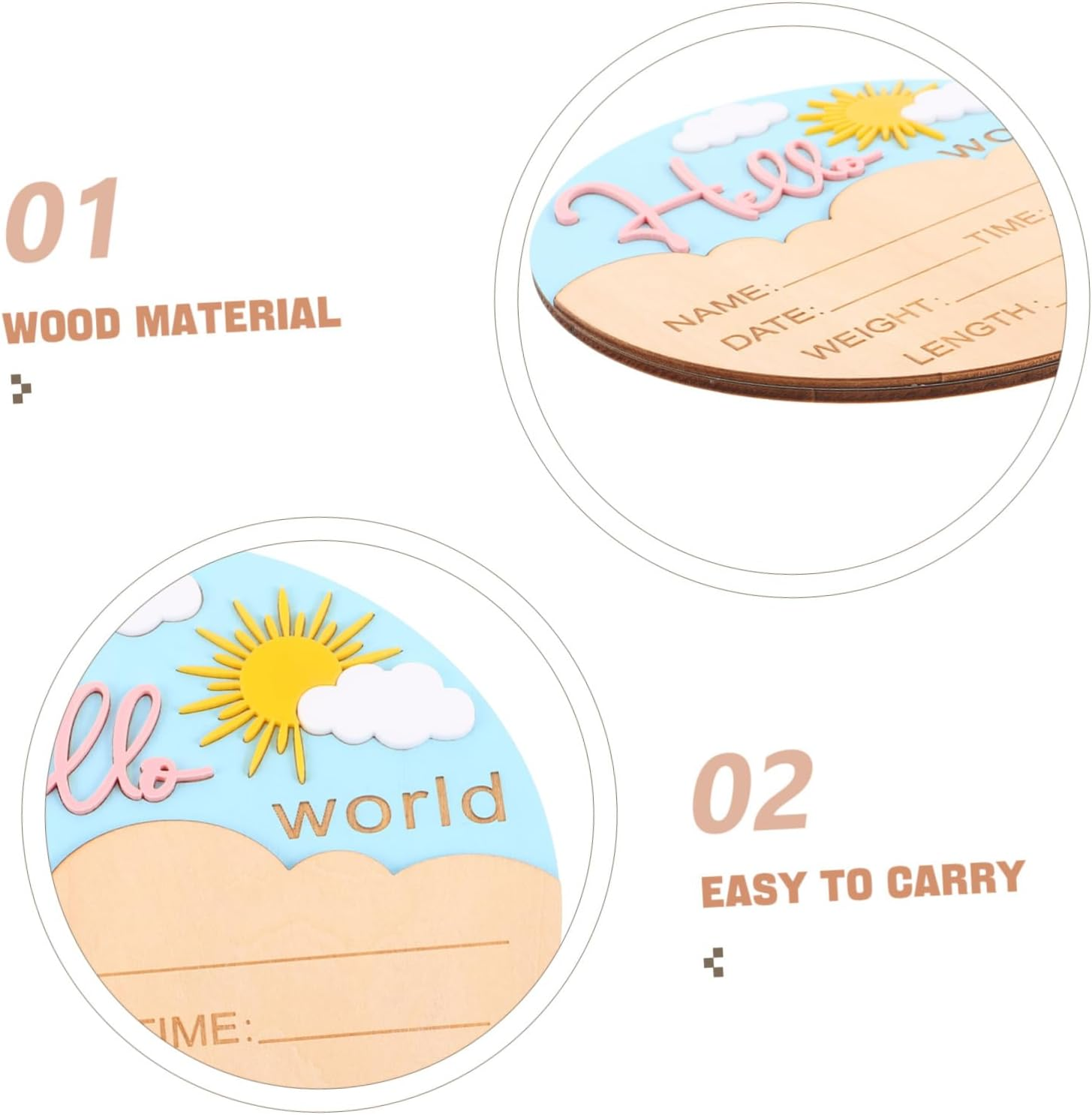 Minkissy Wooden Announcement Sign Photo Props Newborn Welcome Plaque Nursery Decor Gender Neutral Durable Keepsake for Hospital Shower and Nursery