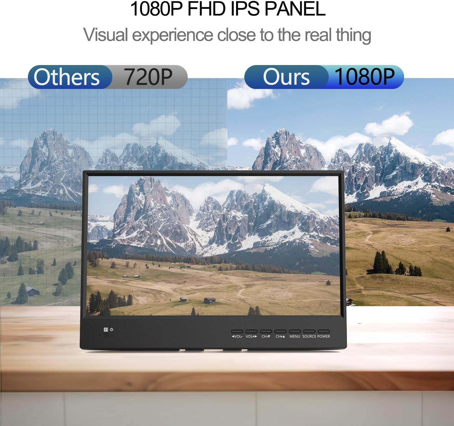 Othoig 15.6 Inch Small Tv,Flat FHD IPS 1080P Screen TV with Antenna and Digital ATSC Tuner,Hdmi/Usb/Vga/Port,12 Volt Car Charger Cable/Ac Power for Kitchen and Caravan image number 5