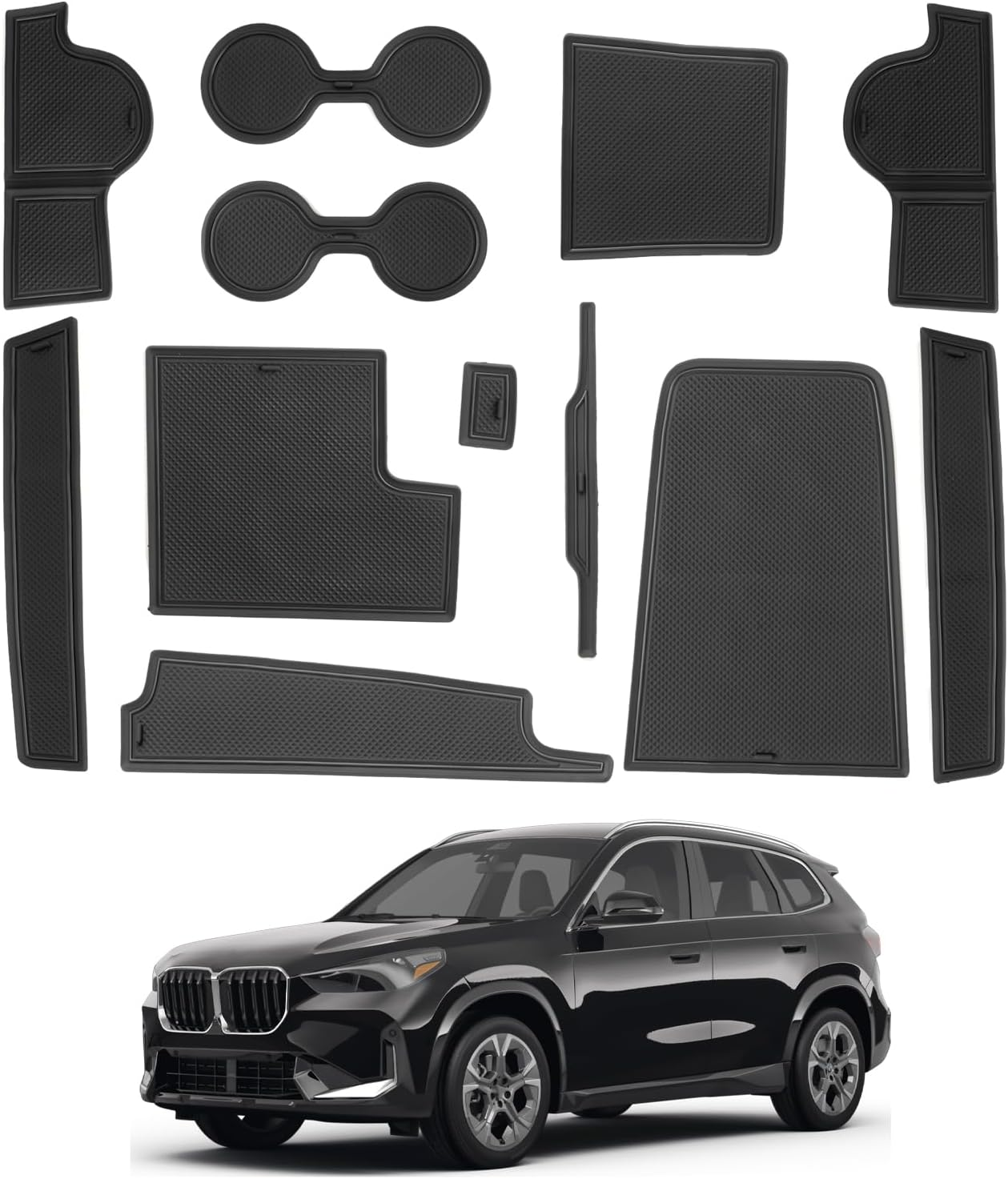 CDEFG Compatible with BMW X1 U11 2023 2024 2025 Rubber Mats Centre Console Non-Slip Mats Non-Slip Cup Holder Non-Slip Rubber Car Mat Ix1 X1 U11 Accessories (Black) image number 1