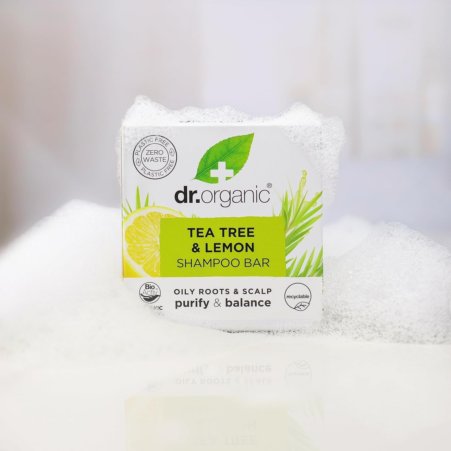 Dr Organic Tea Tree & Lemon Shampoo Bar, Purifying, Oily Roots & Scalps, NEW, Plastic Free, Natural, Vegan, Cruelty-Free, Paraben & Sls-Free, Organic, 75G image number 6