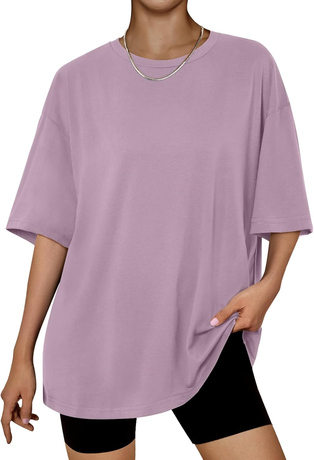 LILLUSORY Womens Tops Oversized Tshirts Short Sleeve T Shirt Workout Gym Clothes 2025