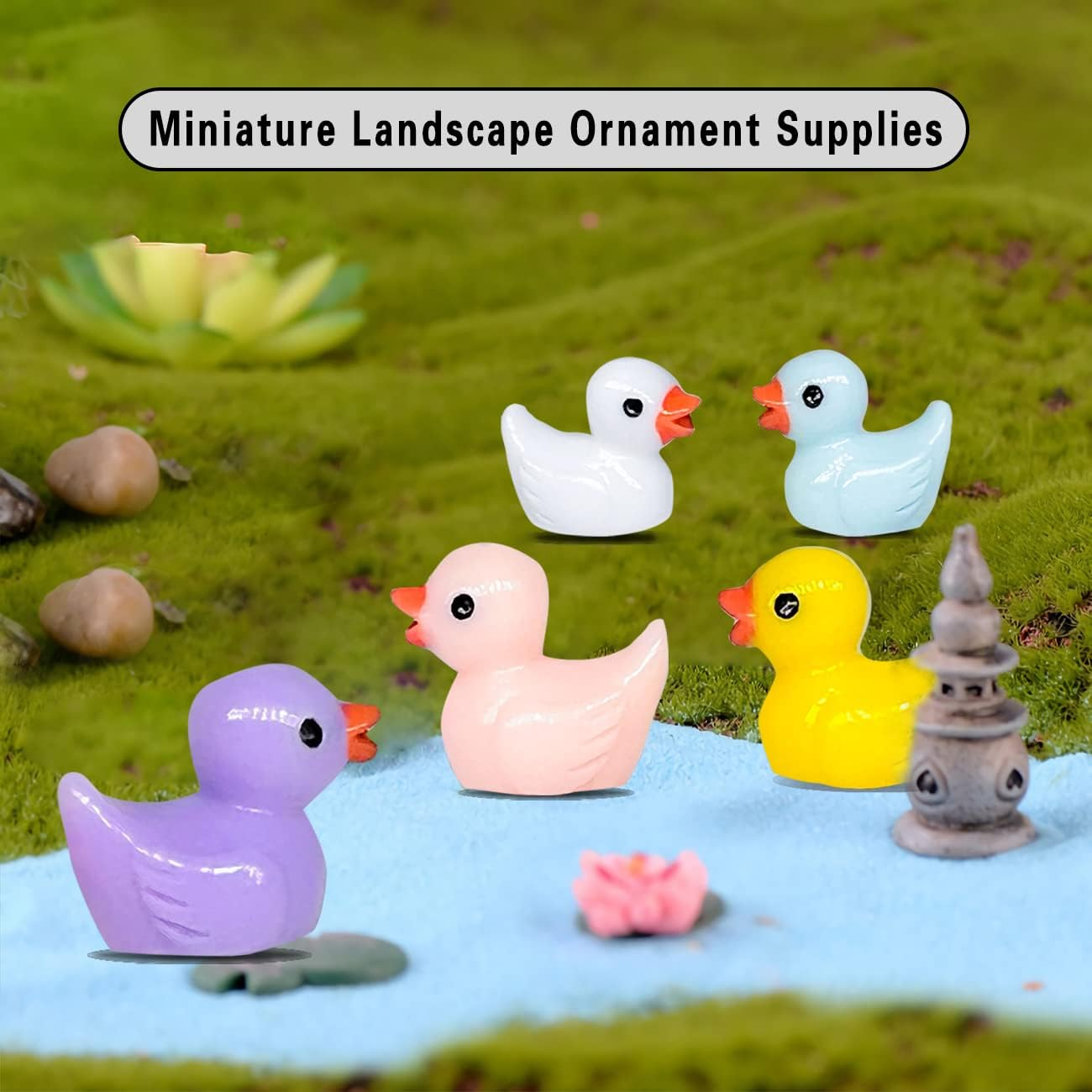 Ducks Fairy Garden Accessories, 5 Colors Miniature Ducks Ornament for Fairy Garden, Micro Landscape, Cake Topper, Cake Decoration,Ornament, Potted Plants Decor,20 Pieces image number 6