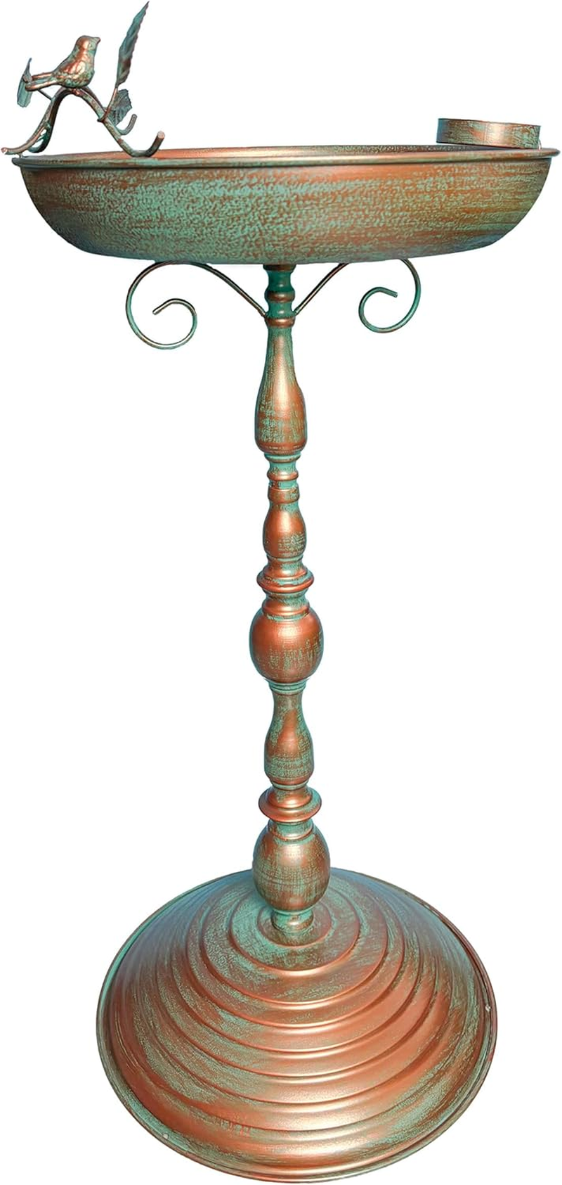 Bird Baths for Outdoors 13&rdquo;W Large Metal Bird Feeder Bowl with Hummingbird Pattern Birdbath and Feeder Freestanding Birdbaths for Garden,Yard Decor(28.7 Inch Tall) (Green-Hummingbird) image number 2