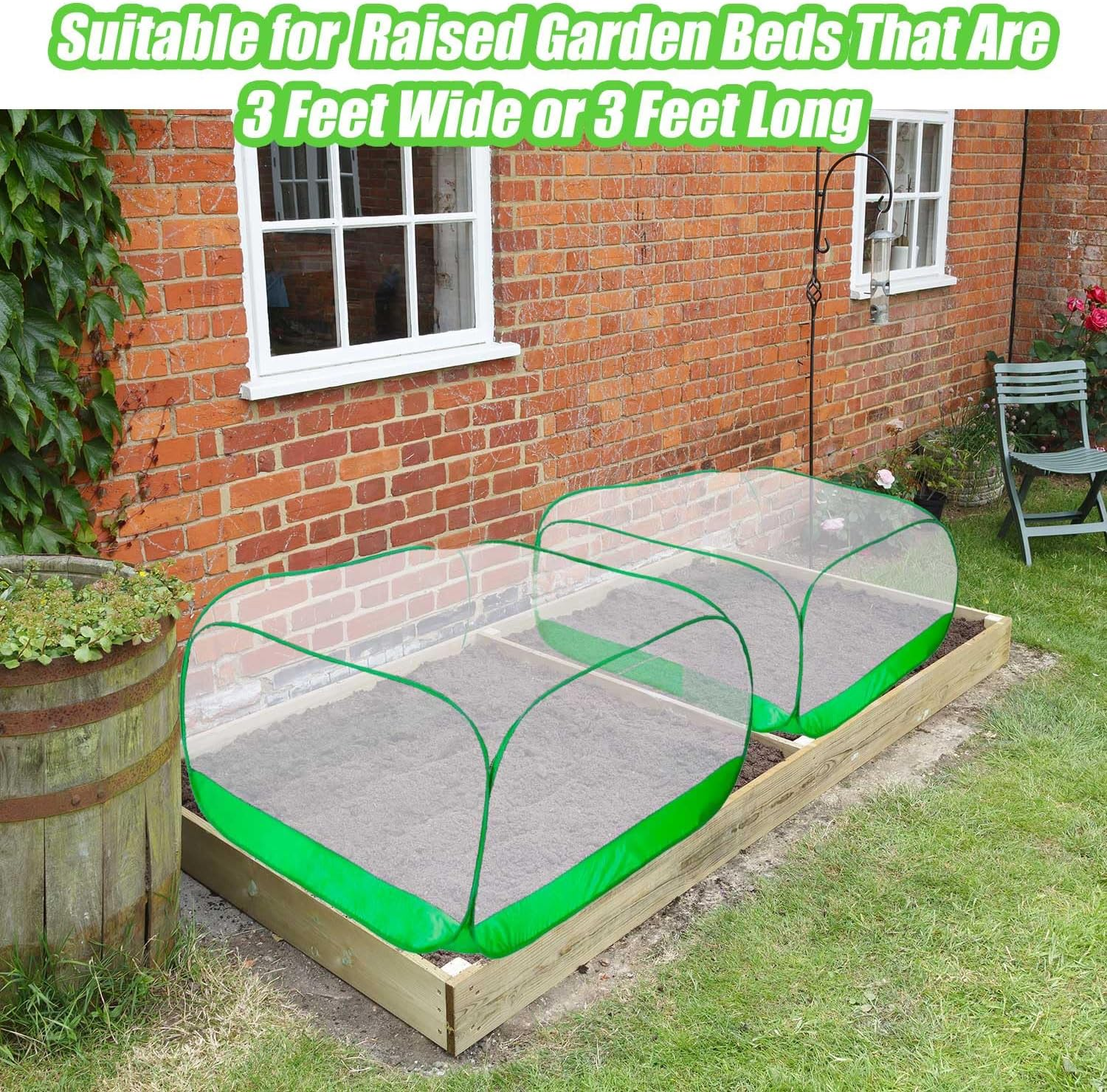 Pop up Garden Mesh Plant Cover 2Pcs Outdoor Plant Protector Mesh Plant Enclosure Raised Bed Garden Bird and Pest Protection Guard for Fruits Vegetables Seedlings and Herbs