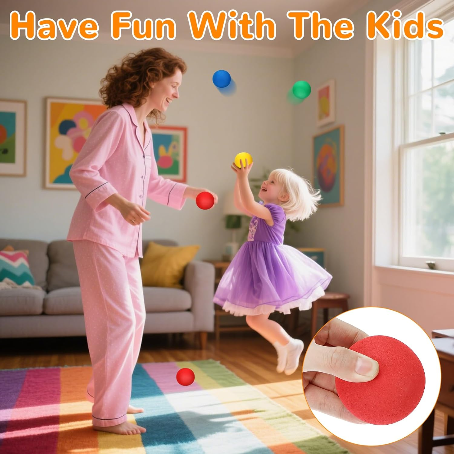 Tapvai Pack of 12 Children'S Soft Balls, 6 Cm Diameter, Foam Ball Made of EVA Material, Foam Balls, Foam Ball for Indoor Games and Family Activities for Boys and Girls