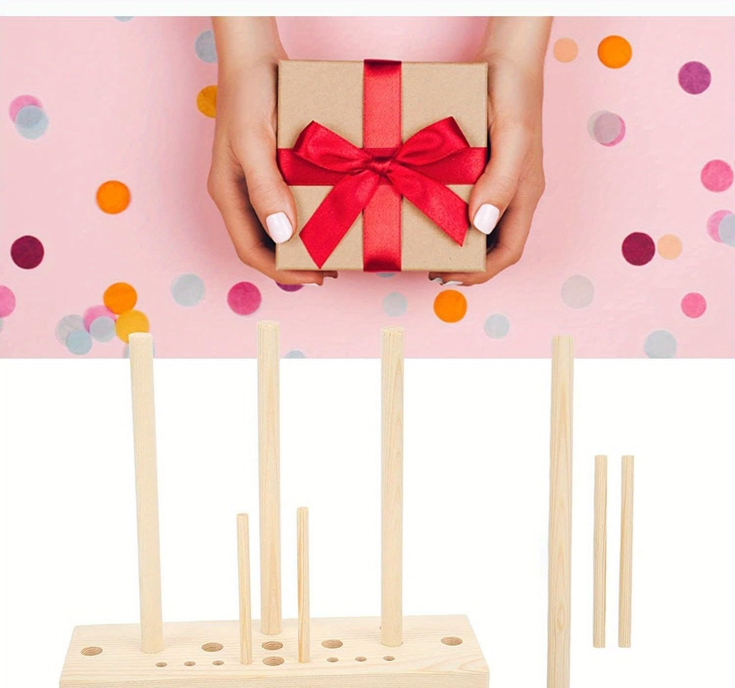 Bow Maker, Wooden Bow Making Tool,Adjustable DIY Bow Maker Tool - Natural Wood Ribbon Bow Maker for Wreaths, Easy-To-Use Crafting Tool for Holidays & Decorations, Portable Design for DIY Projects image number 4