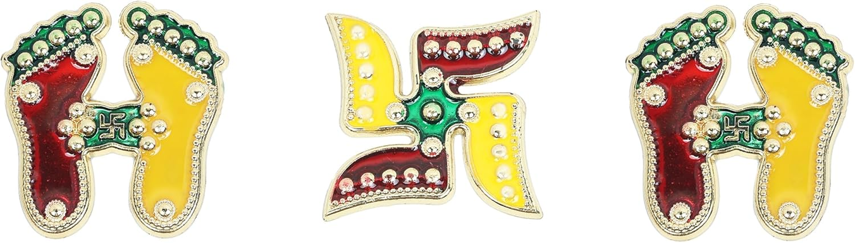 Kalash Diwali Shubh Labh with Laxmi Charan Paduka Feet Pagala Diwali Door Rangoli Floor Decorations Table Decoration Studded Stones Sequins Traditional Festive Home Door Floor D&eacute;cor image number 1