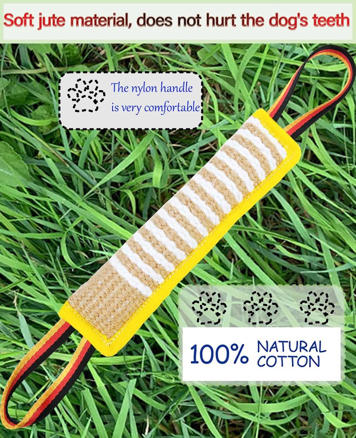 Clysoru Dog Tug Toy Dog Tough Jute Bite Pillow - Durable Training Equipment - Two Flag Handles Puppy to Large Dogs Interactive Toy for Large Dogs and Small Dogs.