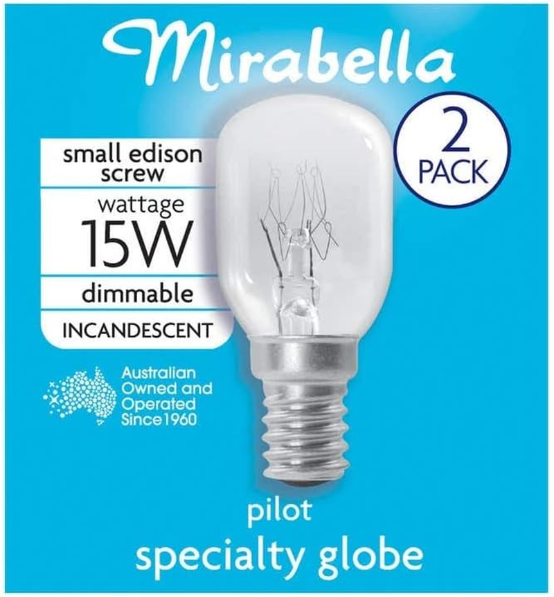 Mirabella 15W SES Pilot Dimmable Globe Bulb 2-Pieces Pack, Clear