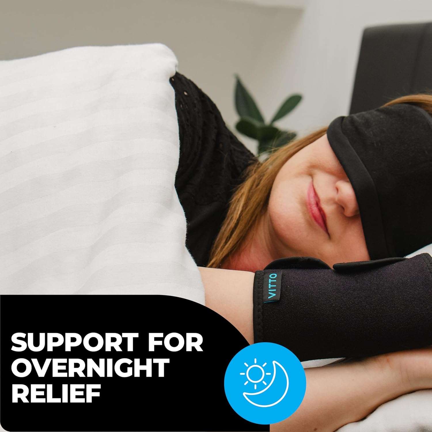 VITTO Wrist Brace - Wrist Support for Arthritis, Carpal Tunnel, Sprain, Fracture - with Removable Metal Plate - Unisex Wrist Splint for Day or Night Use (Right Hand, S/M) image number 5