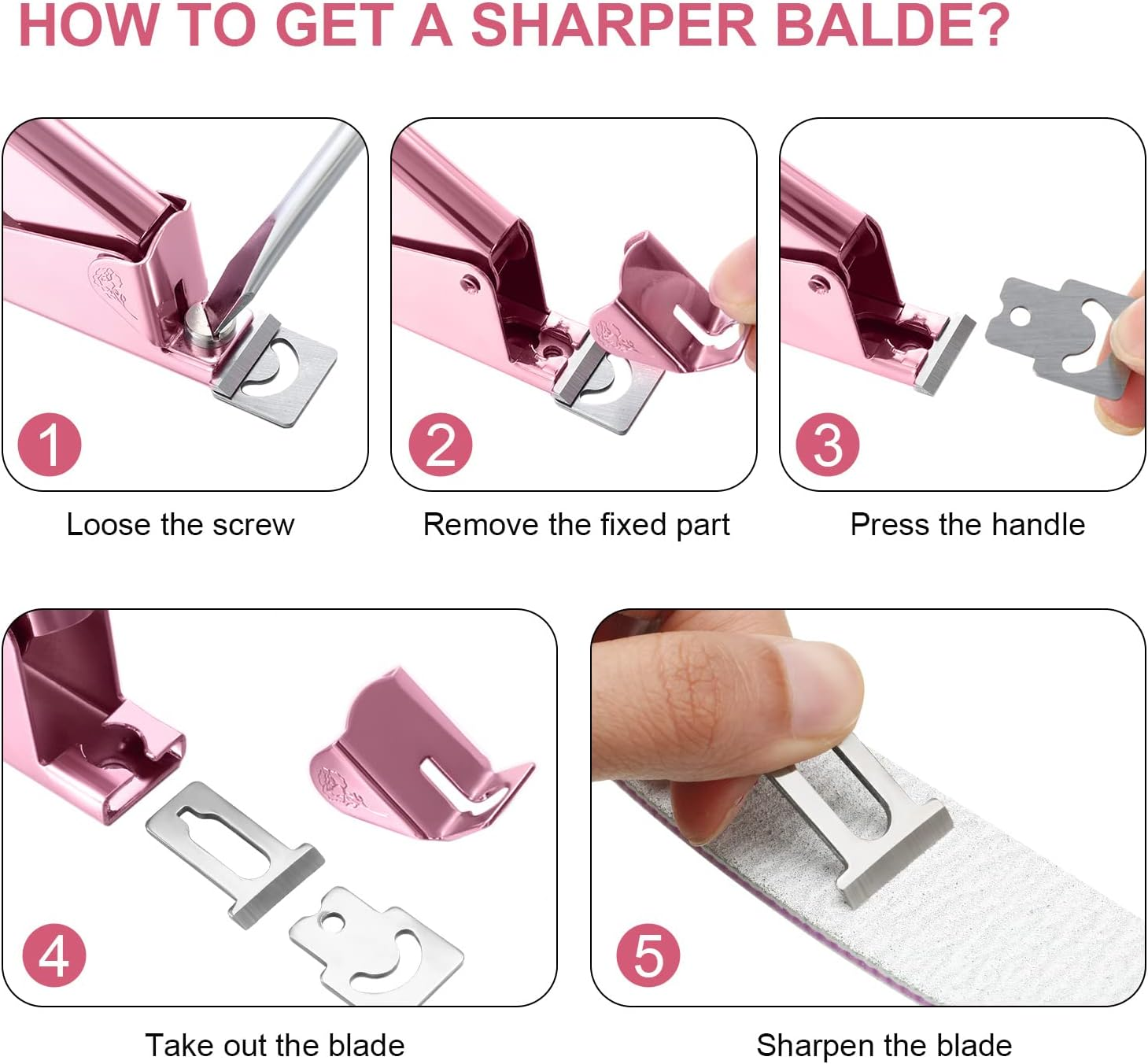 Mudder Acrylic Nail Clippers Kit False Nails Tips Cutter Professional Cuticle Trimmer Nipper Cutter Pusher Remover Stainless Steel Manicure Pedicure Art Tools Set Salon Home(Pink Rose) - Green Color image number 4