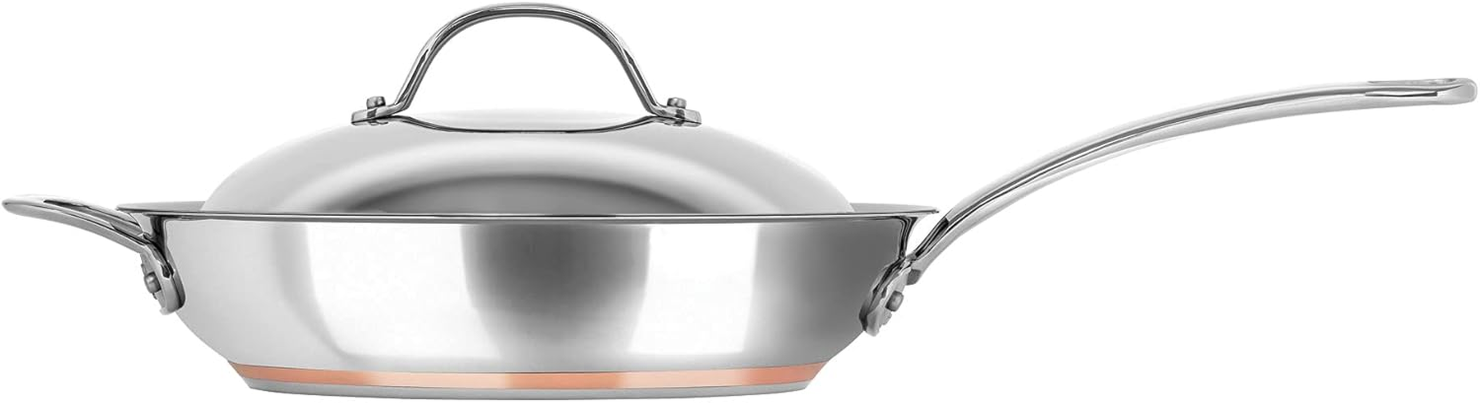 Chasseur Le Cuivre Saute Pan with Lid & Helper Handle, 28 Cm Size, Stainless Steel/Copper image number 1