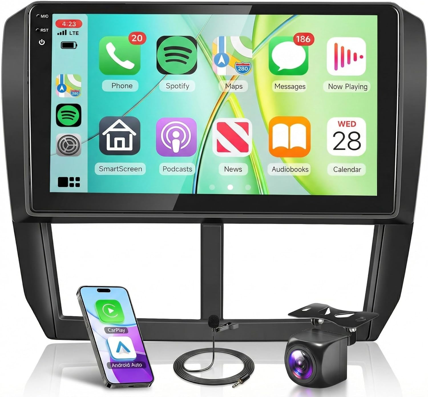 4G+64G Car Stereo for Subaru Forester Impreza WRX 2008-2012 Wireless Carplay Android Auto, Android 15 Car Radio 9'' In-Cell Screen/Gps/Bluetooth/Fm Rds/Eq/Wi-Fi/Mirror Link, Rear Camera image number 3