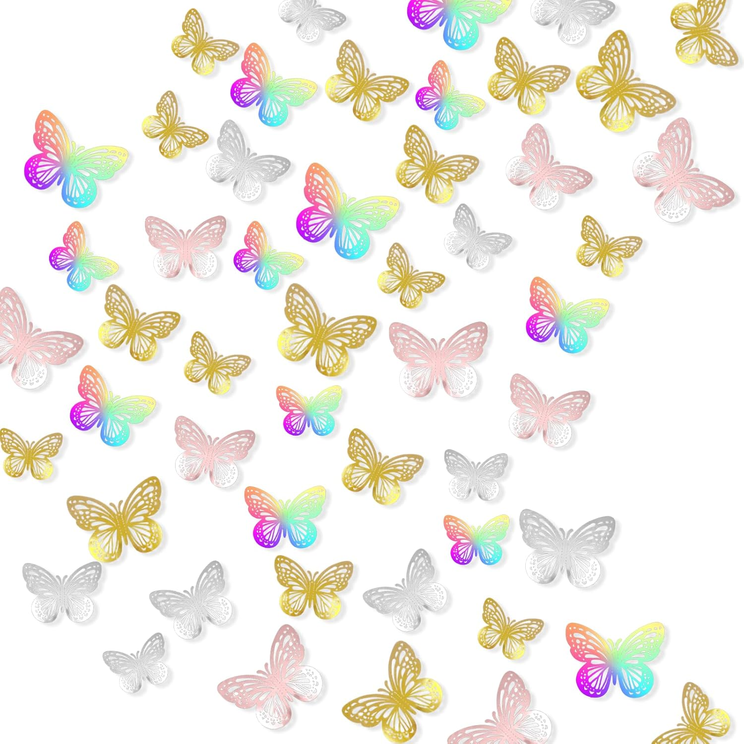 TEAONE 3D Butterfly Wall Decor Stickers, 48 PCS Cute Removable Decals for Party, Wedding, Birthday Decor (3 Size, 4 Colors) image number 4