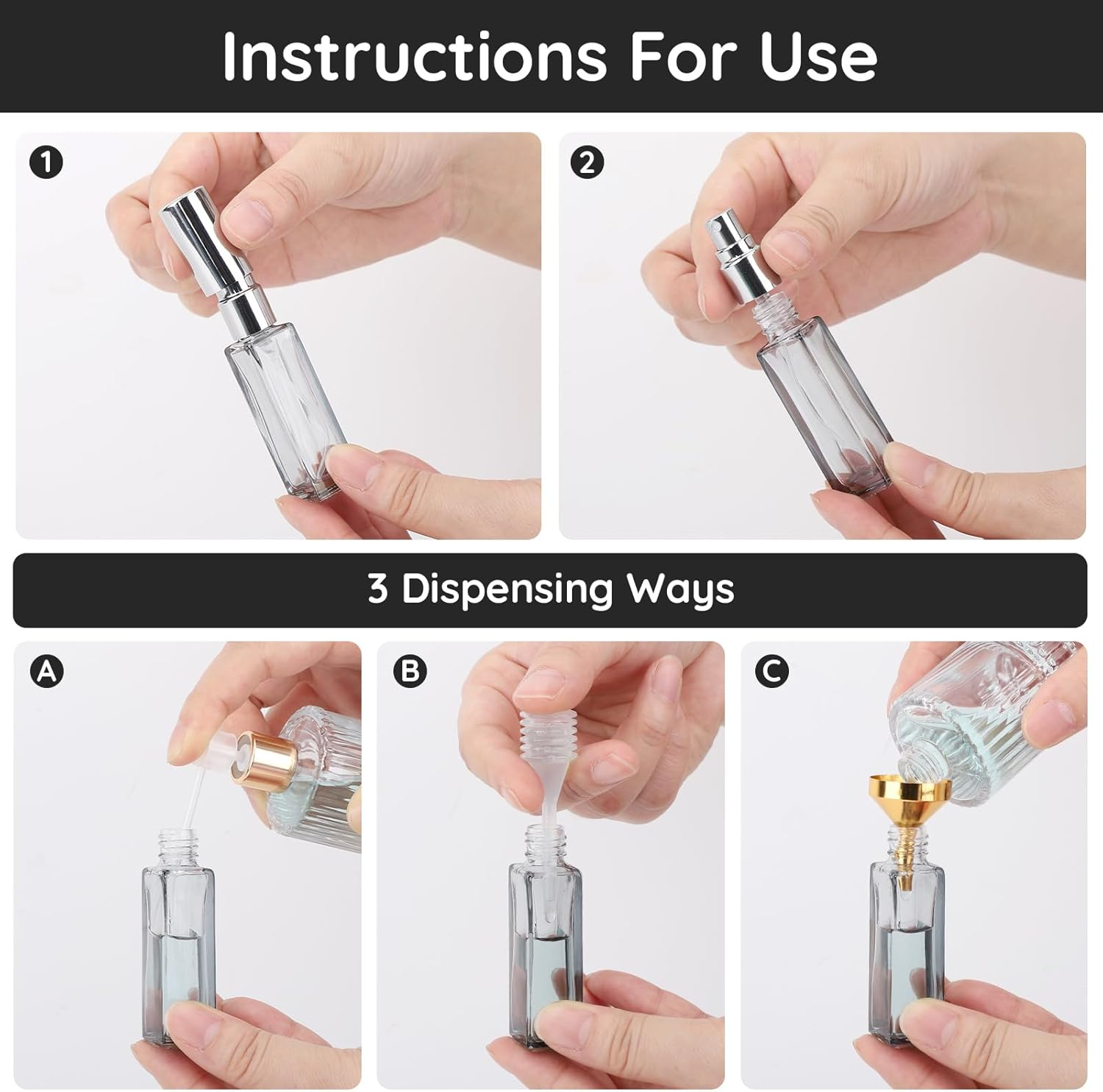 Segbeauty Atomizer Sprayer for Perfume - 6Pcs 10ML Travel Size Refill Bottle with Gift Box, Empty Glass Small Spray Bottle, Mini Sample Container, Travel Accessories image number 2