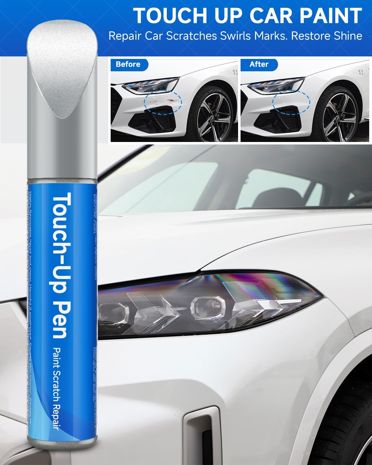 X3 / LR7H Indium Grey Touch up Paint Compatible with VW Exact Match Touch up Paint Car Scratch Repair - Reflex Silver Meta... 8E / La7W image number 5