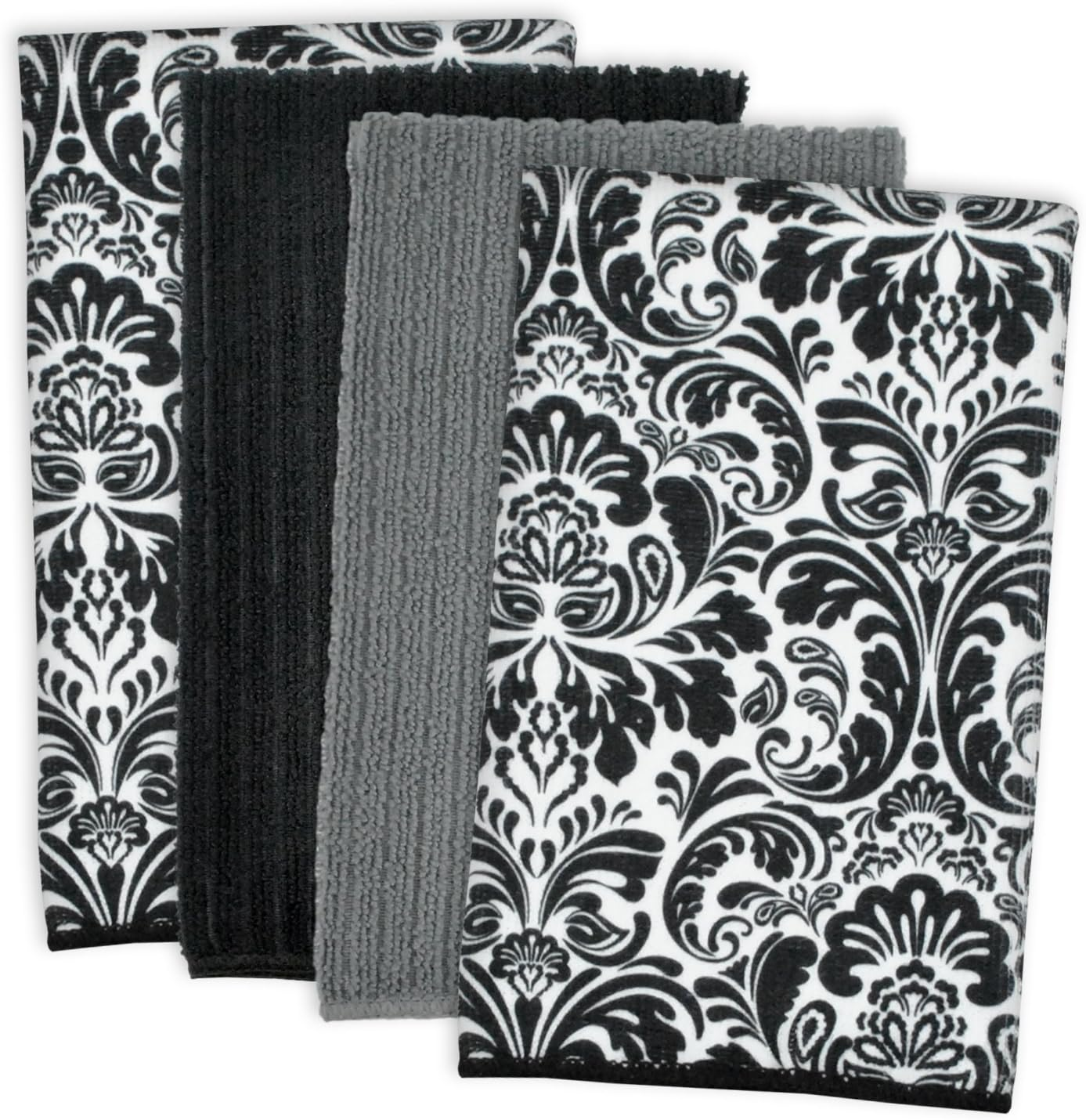 DII Multi-Purpose Microfiber Cleaning Cloth, Washing, Drying, Ultra Absorbent Dishtowel, Use for Glass, Travel, LCD Screens, Electronics, Cars, Kitchen, Bathroom, 16X19 (Set of 4) - Eggplant Lattice