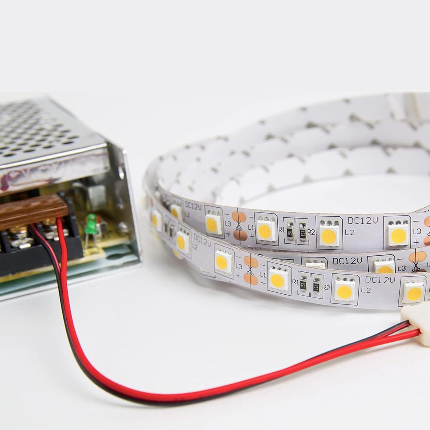 20M/65.6FT Electrical Wire Cable 22AWG, 2 Pin Black Red, DC Extension for LED Strips