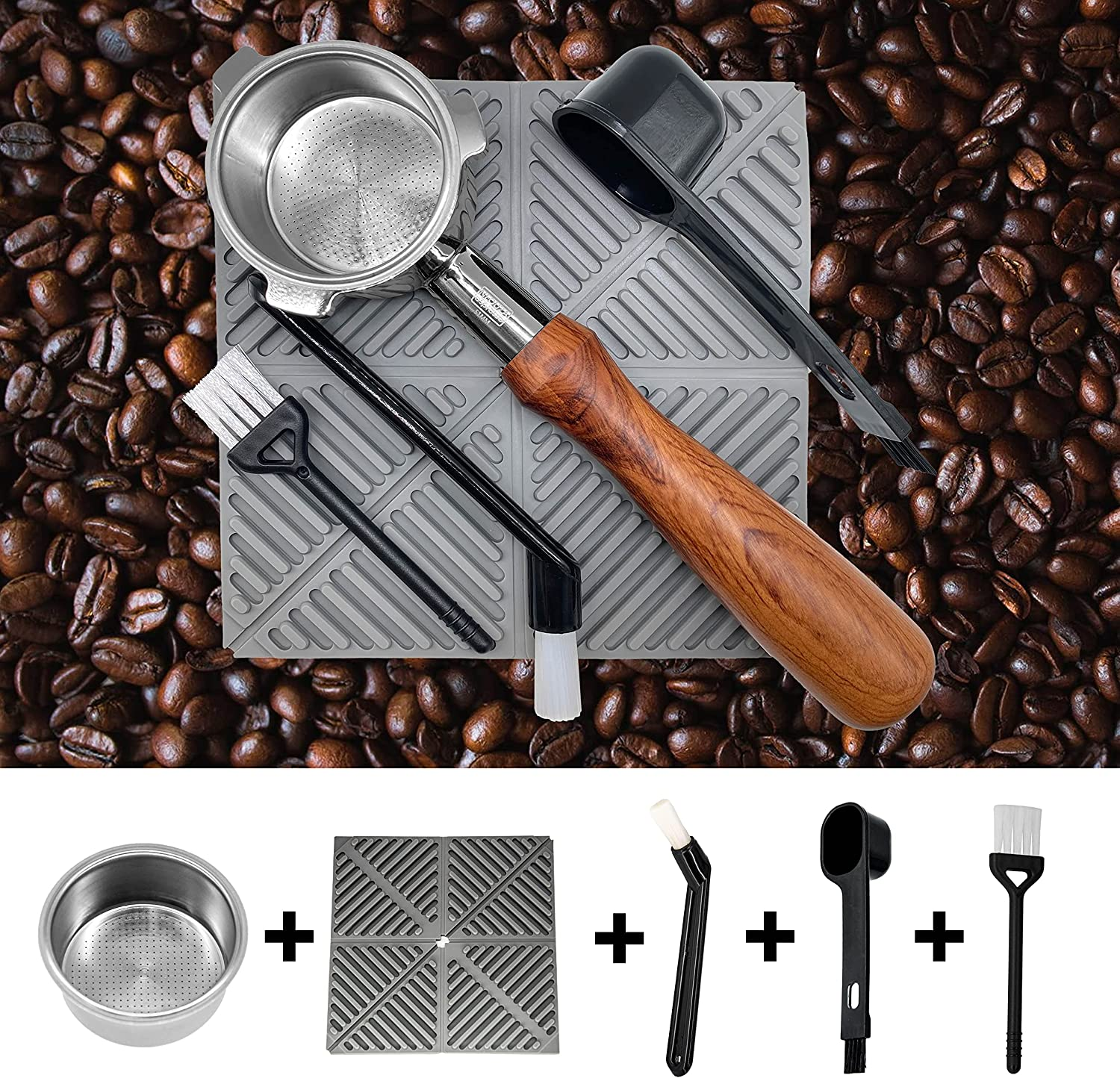 NEOUZA 58Mm Bottomless Three Ears Portafilter Espresso Coffee Machine Compatible with Smeg EGF03 Sunbeam Breville Barista Max Stainless Steel(Gift Set) image number 4