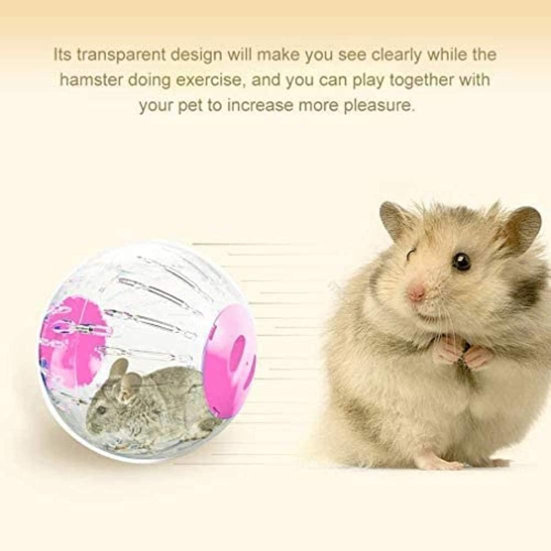 New Cute Hamster Running Ball 4.7 Inches, Crystal Ball for Hamsters,Small Silent Exercise Wheel, Small Animals Cage Accessories,Small Animal Pet Toys Ball,Mouse Ball (Pink)