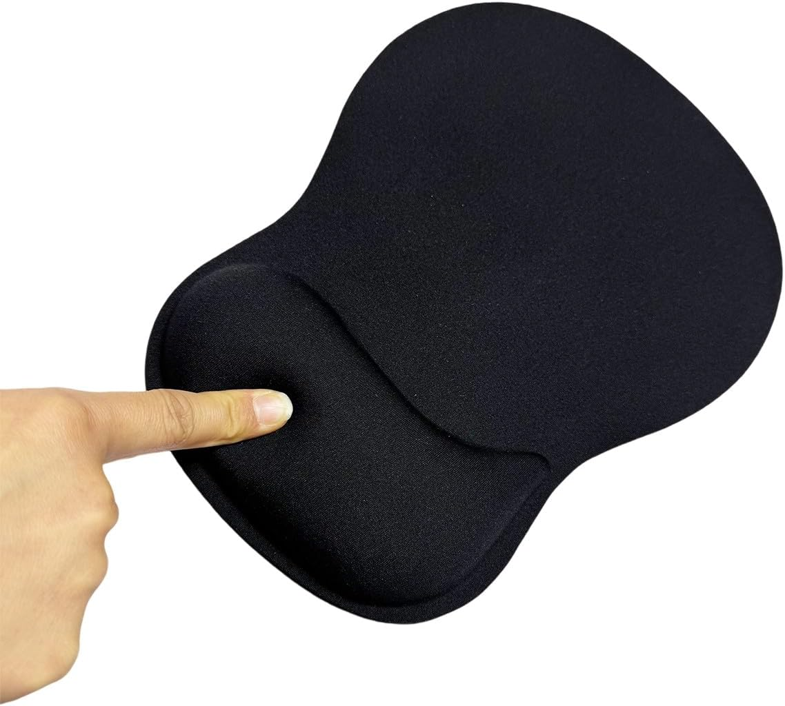 Ergonomic Mouse Pad with Gel Wrist Rest, Comfortable Mousepad with Smooth Wrist Support Surface and Non-Slip PU Base for Pain Relief, Computer, Laptop, Office & Home, 10 X 7.5In (Black)