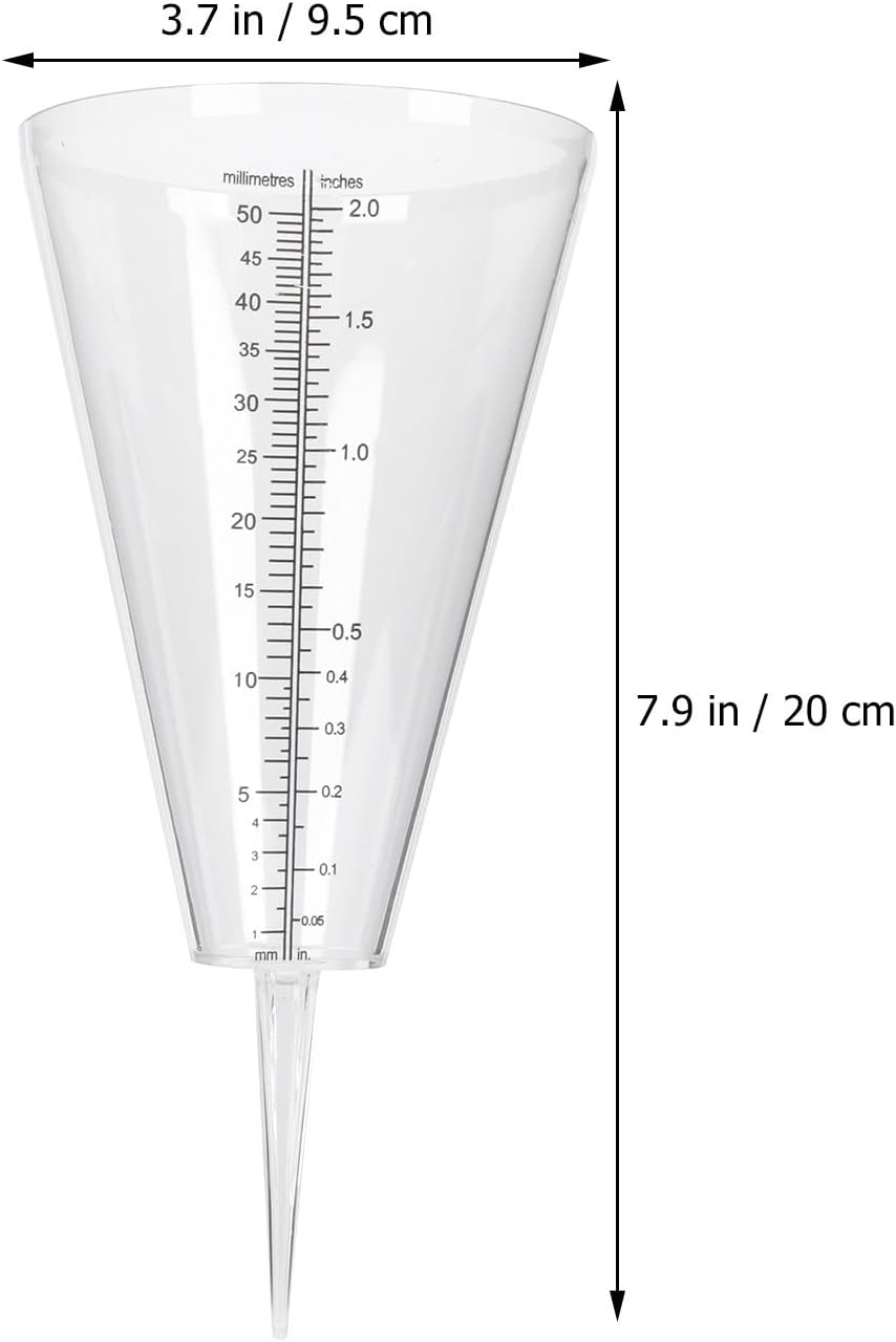 Outdoor Cone Shaped Rain Gauge with Double Scale Transparent Funnel for Accurate Rainfall Measurement Suitable for Agriculture Meteorological Use and Garden Monitoring