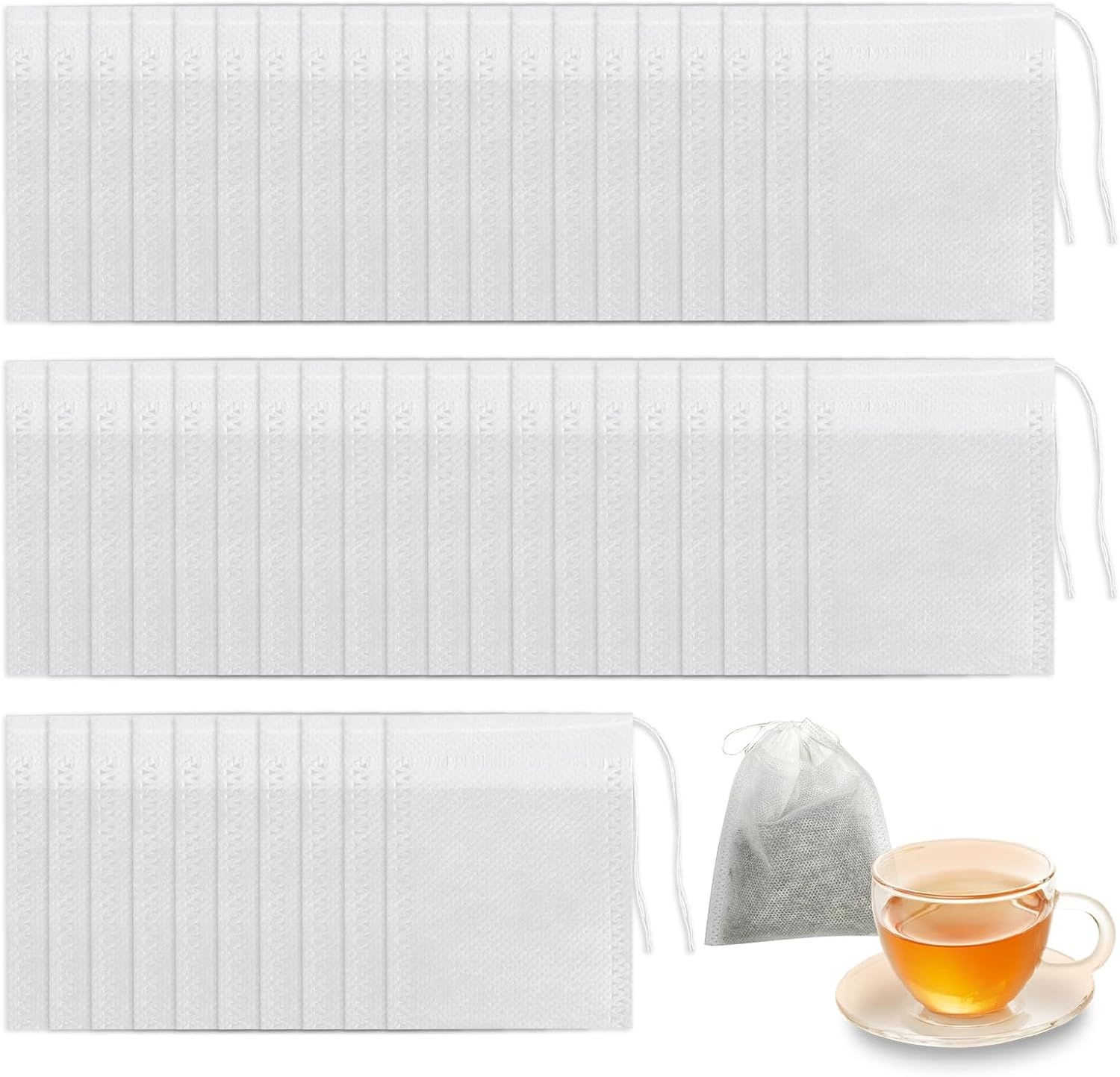 50 Pcs White Cotton Muslin Bags, Small Mesh Tea Coffee Filter Bags Reusable Drawstring Pouches for Spice Bag, Yogurt Straining, Cold Brew, Almond Milk & Loose Leaf Tea, Set of 50 (3.15 X 3.94 Inch) image number 3