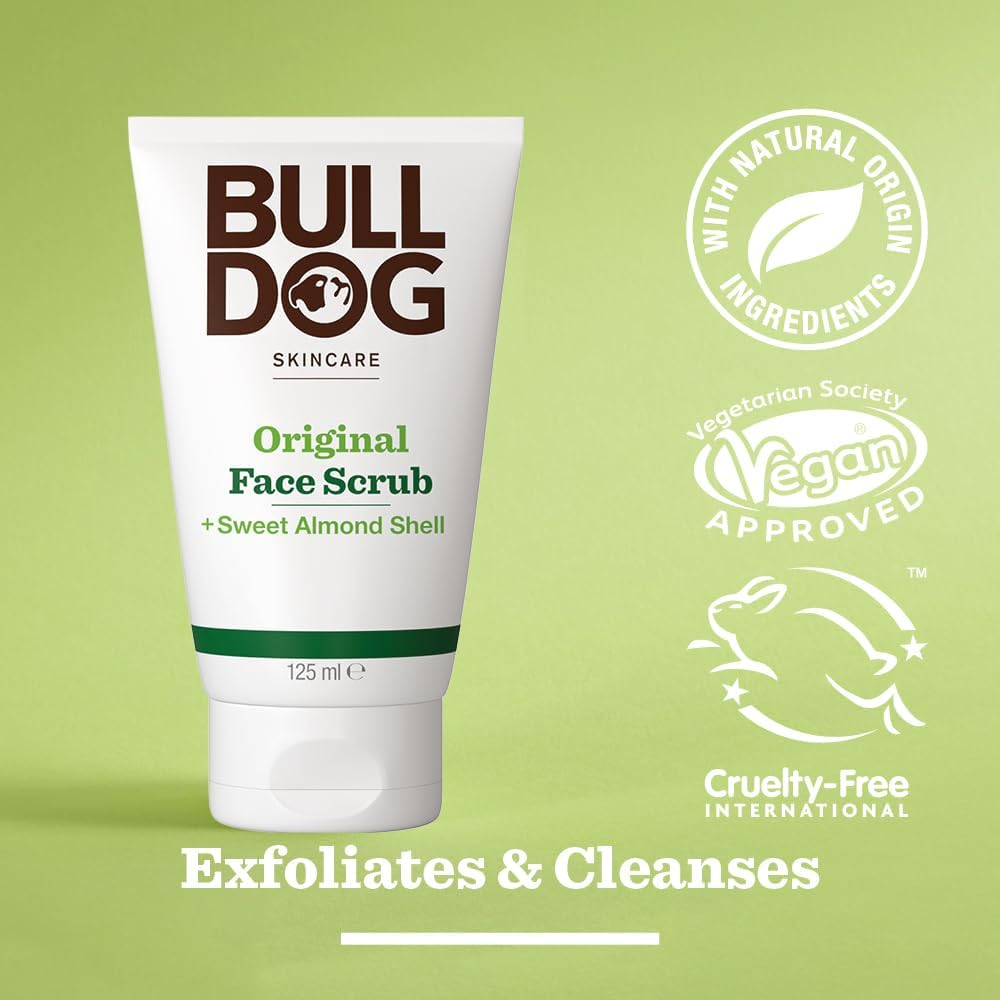 Bulldog Skincare for Men Original Face Scrub, Smooth and Deeply Cleanse Skin, with Aloe Vera, Camelina Oil and Green Tea, 125Ml (Pack of 2) image number 1
