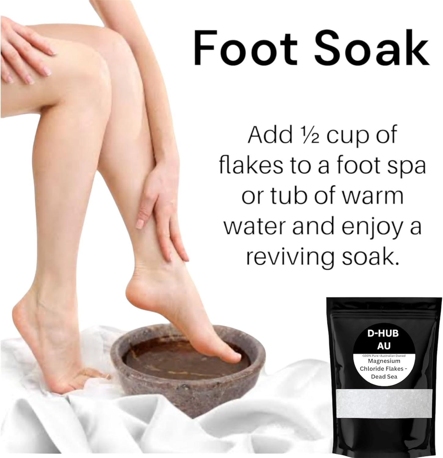 D-HUB AU: 200G Magnesium Chloride Flakes-Dead Sea Bath Flakes | 100% Natural Magnesium Chloride Flakes |Purest Dead Sea Bath Salts for Skin, Bath Soaking & Muscle Relaxation.