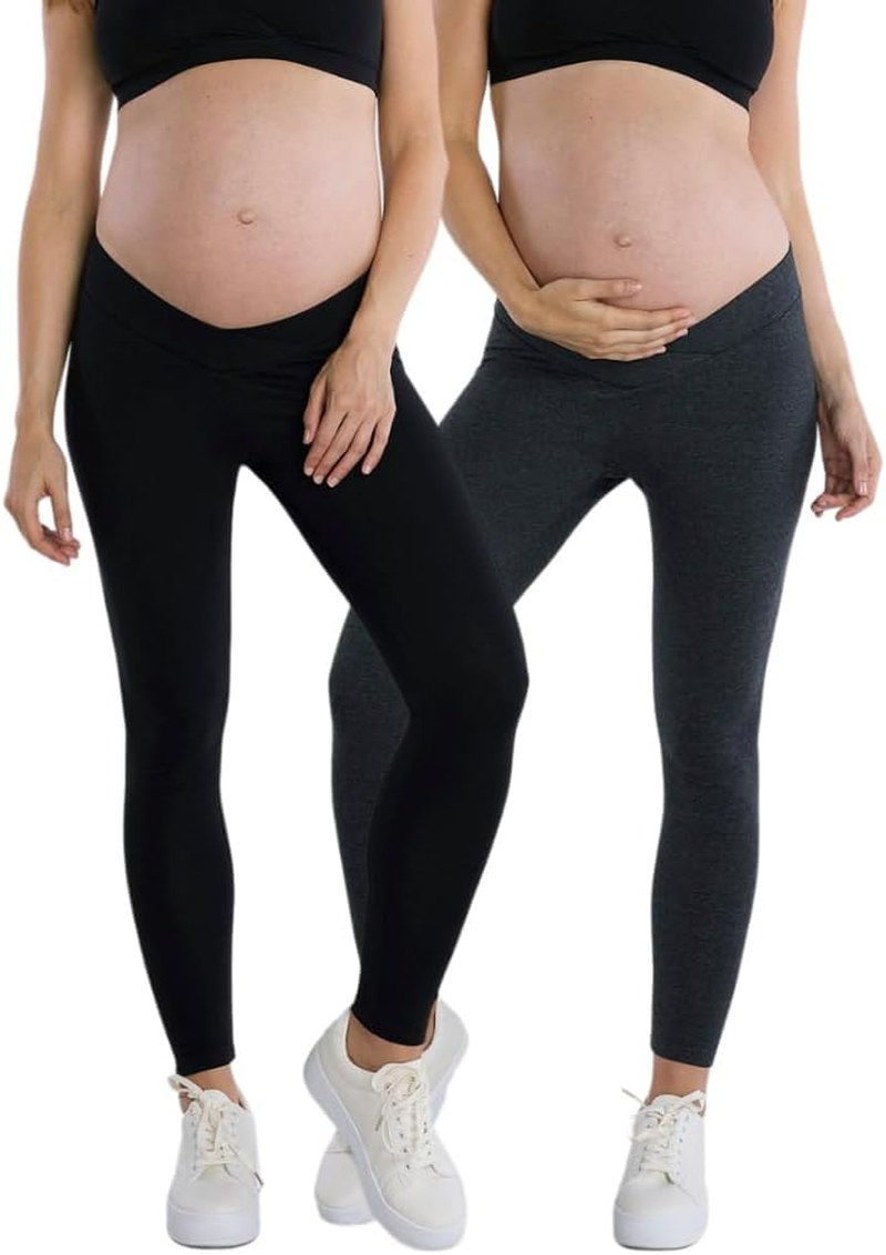 Motherhood Maternity Womens 97338 Bump Start 2 Pack under Belly Full Length Leggings Leggings image number 3