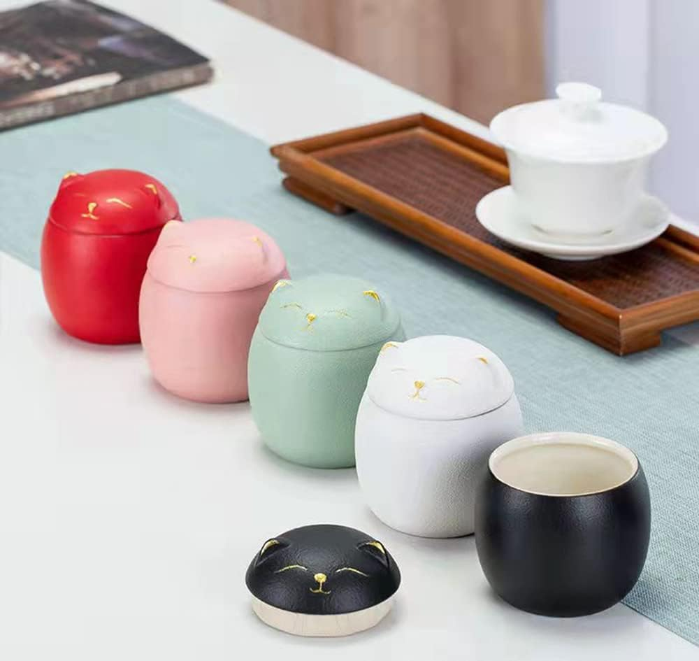 Mozacona Ceramic Jar Embossed Cat Candy Dish Sugar Bowl Storage Jar Canister with Seal Lid