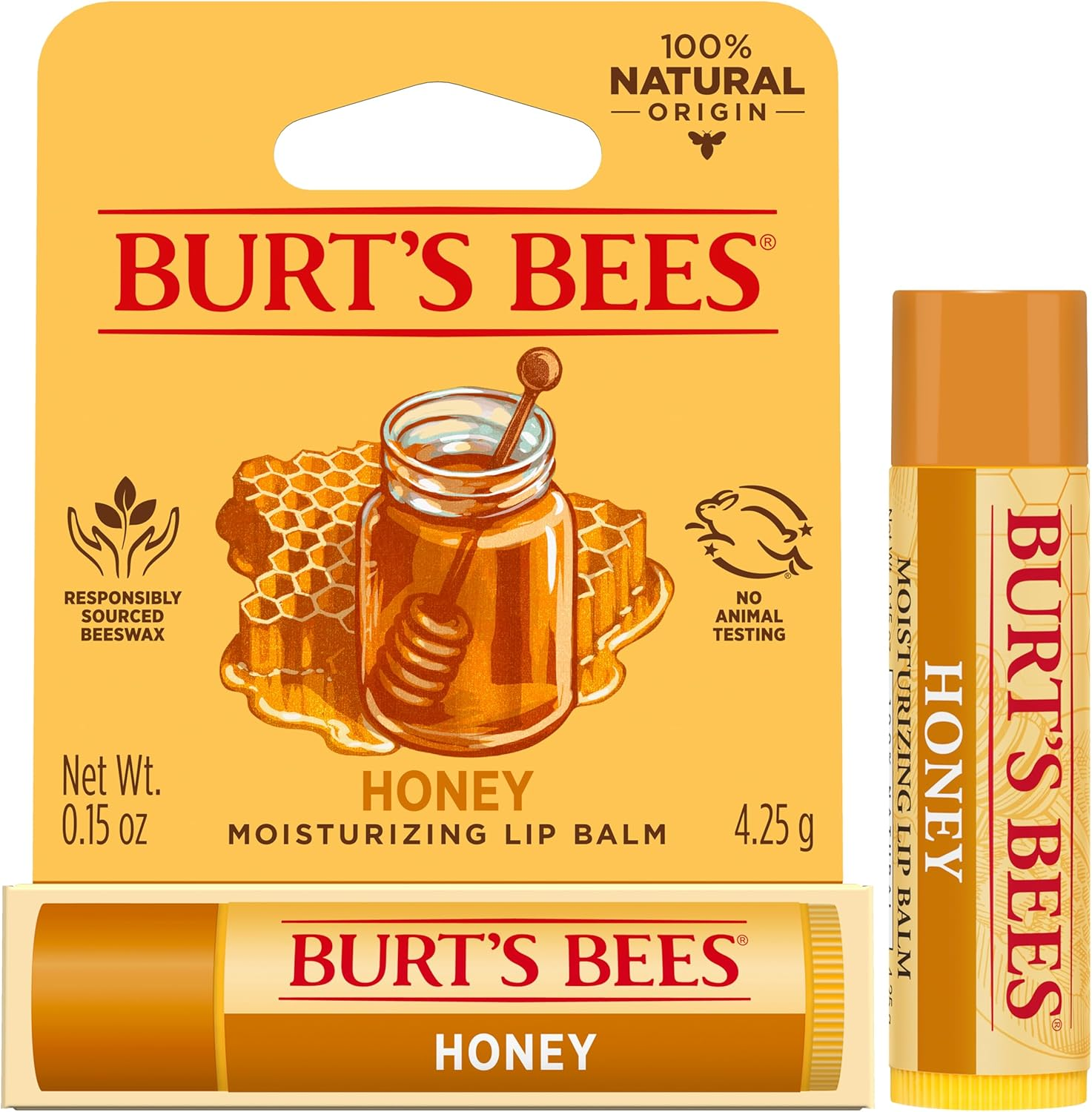 Burt'S Bees 100% Natural Origin Moisturising Lip Balm, Honey with Beeswax, 1 Tube, 4.25G image number 3