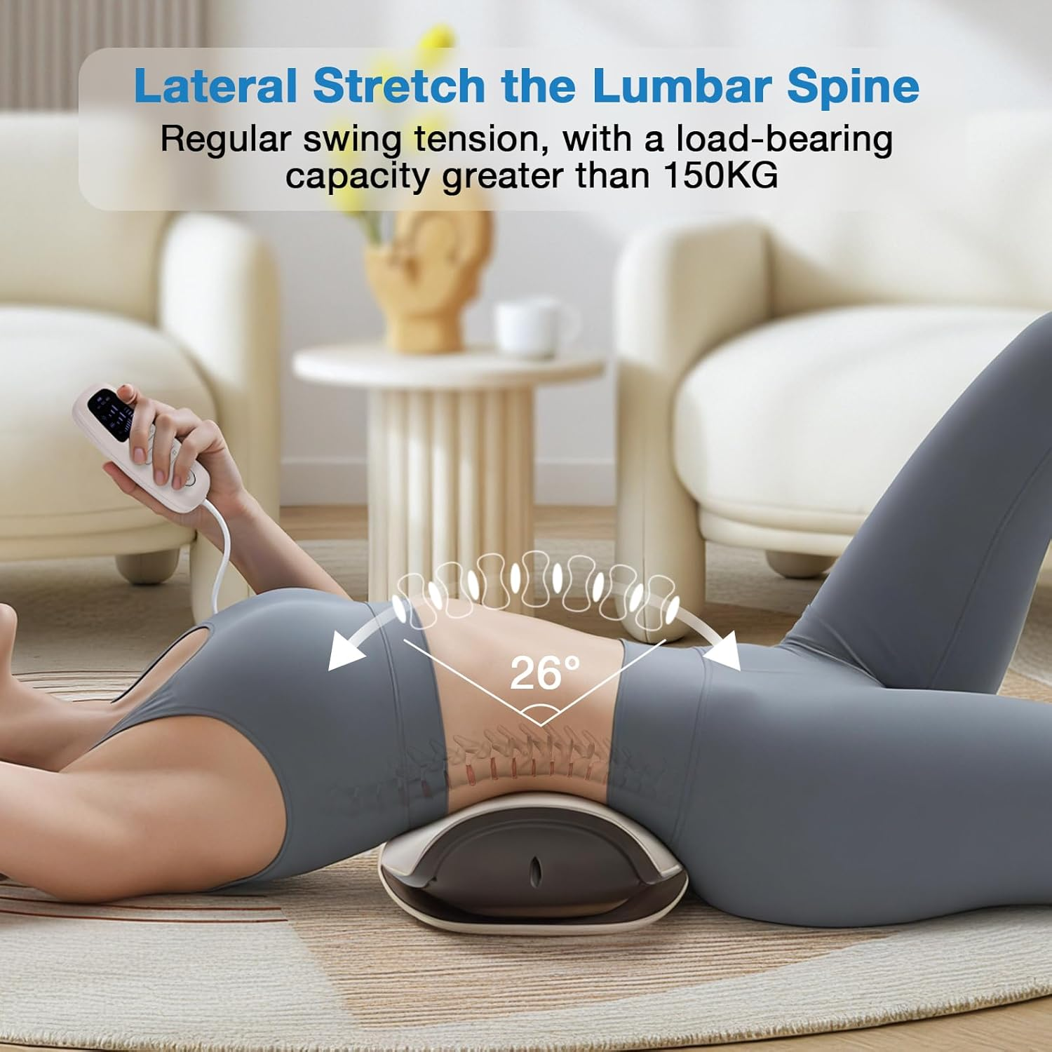 Electric Lumbar Traction Device & Inflated Back Stretcher - EMS+TENS Dual Pulse, 65Mm Lift, 3D Heat & Swing for Deep Waist Relief, Back & Sciatica Pain Relief, Waist Fatigue(150Kg Capacity) image number 4