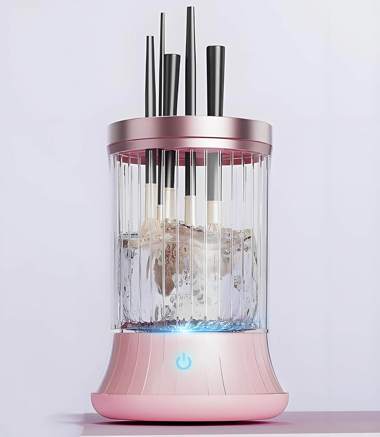 Makeup Brush Cleaner Machine,Makeup Brush Clean and Dry Makeup Brushes Tools,Automatic Spinning Makeup Brush Cleaner,Automatically,Electric,Usb Charging Port(Pink) image number 1