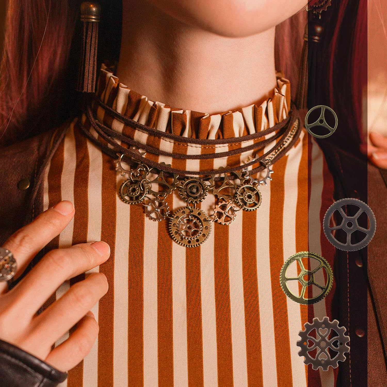 Emsea 80Pcs Assorted Vintage Steampunk Gears Skeleton Wristwatch Pendants Charms Kit Bronze Silver DIY Accessories for Jewelry Making image number 1