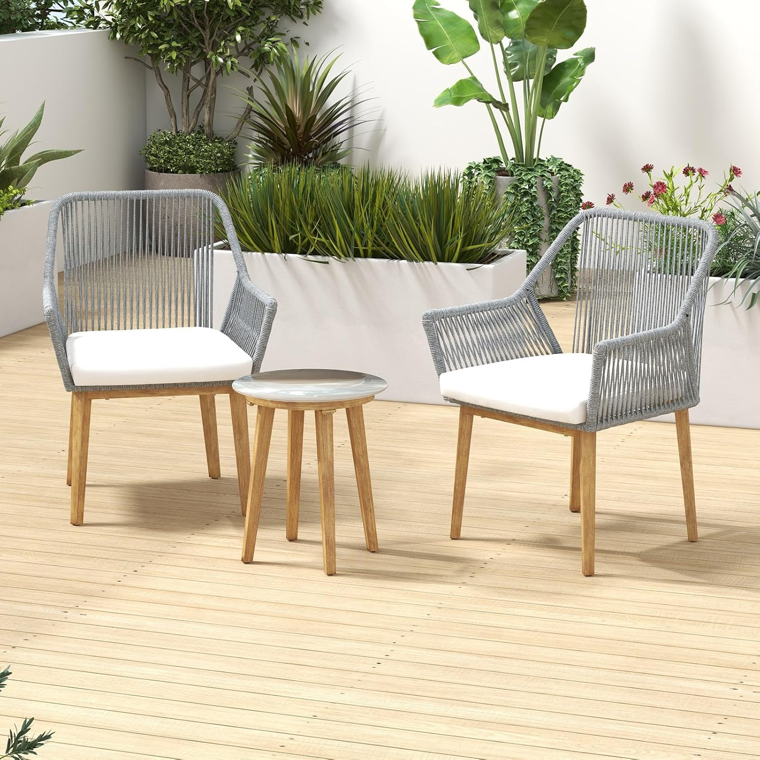 Stylish Weather Resistant Outdoor Bistro Set, Dark Grey (3 Piece) image number 6