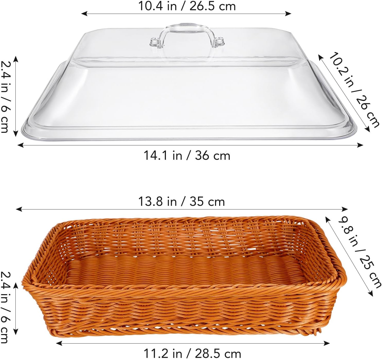 DOITOOL Imitation Rattan Woven Bread Basket with Lid Versatile Tabletop Food Serving Basket for Fruits Vegetables and Bakery Items Restaurant Kitchen and Picnic Use image number 6