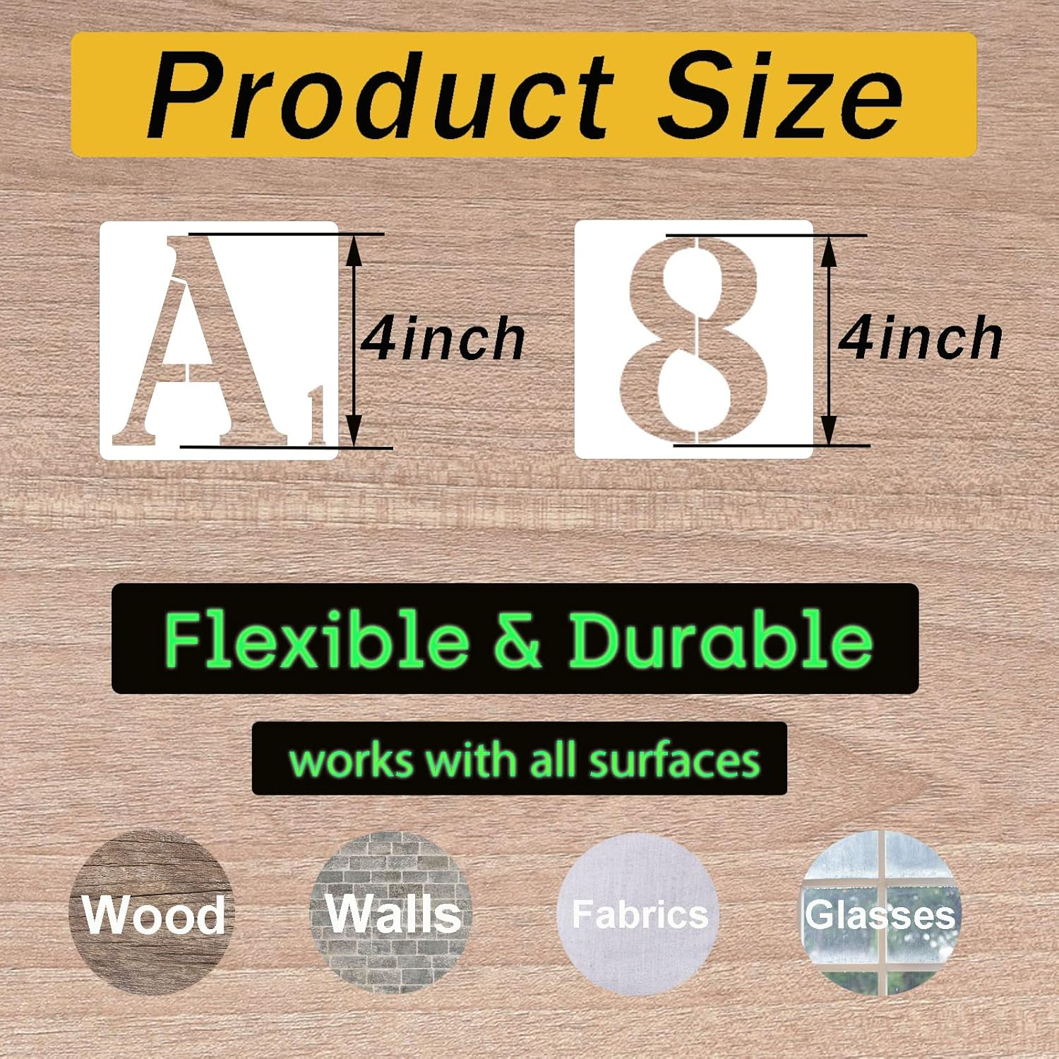 DZXCYZ 4 Inch Letter Stencils Numbers Craft Stencils, 42 Pcs Reusable Plastic Alphabet Drawing Templates for Painting on Wood, Wall, Fabric, Rock, Signage, Door Porch, DIY Art Projects image number 4