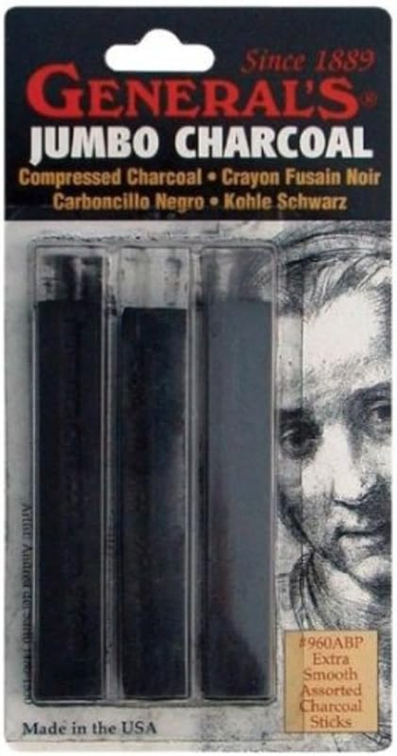 General Pencil 960ABP Generals Jumbo Charcoal 3 ASST STK, 3 Count (Pack of 1), Multicolor image number 1