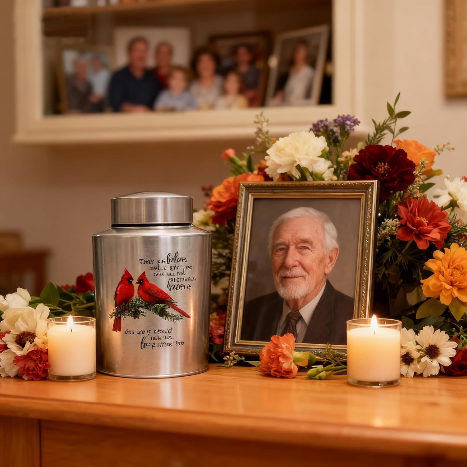 60 Lbs Small Cremation Urn for Adult Human Ashes, Decorative Memorial Mini Keepsake Urn for Male Female Men Women Child Couple Remains(Cardinal) image number 5