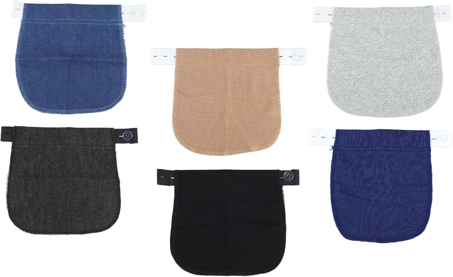 Domary 6Pcs Soft Nylon Maternity Pants Extender Adjustable Belly Waistband Buttons Daily Use 6 Colors