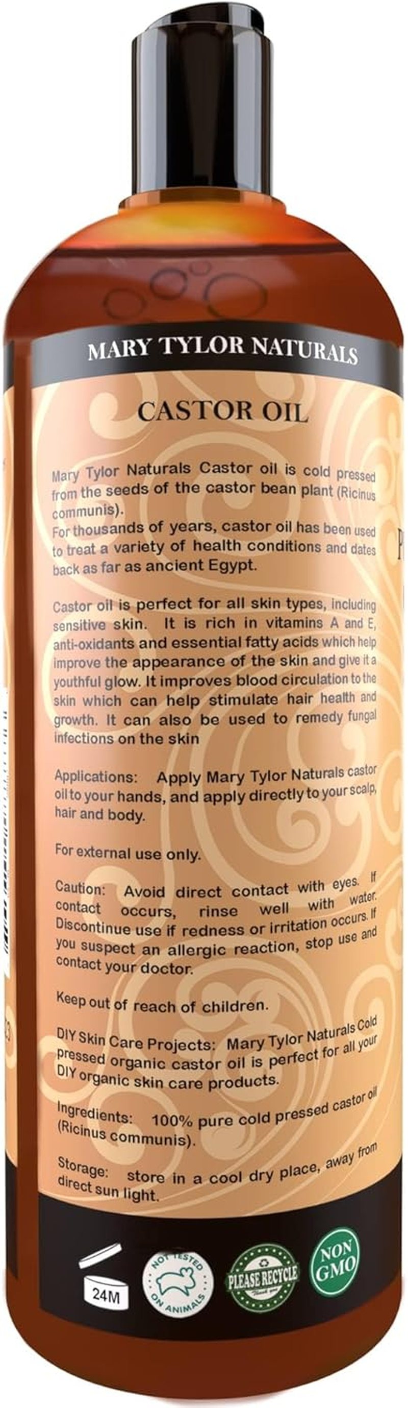 Organic Castor Oil (470Ml) USDA Certified, Cold Pressed, Hexane Free, 100% Pure, Amazing Moisturiser for Skin, Stimulates Growth for Hair, Eyelashes and Eyebrows By image number 1