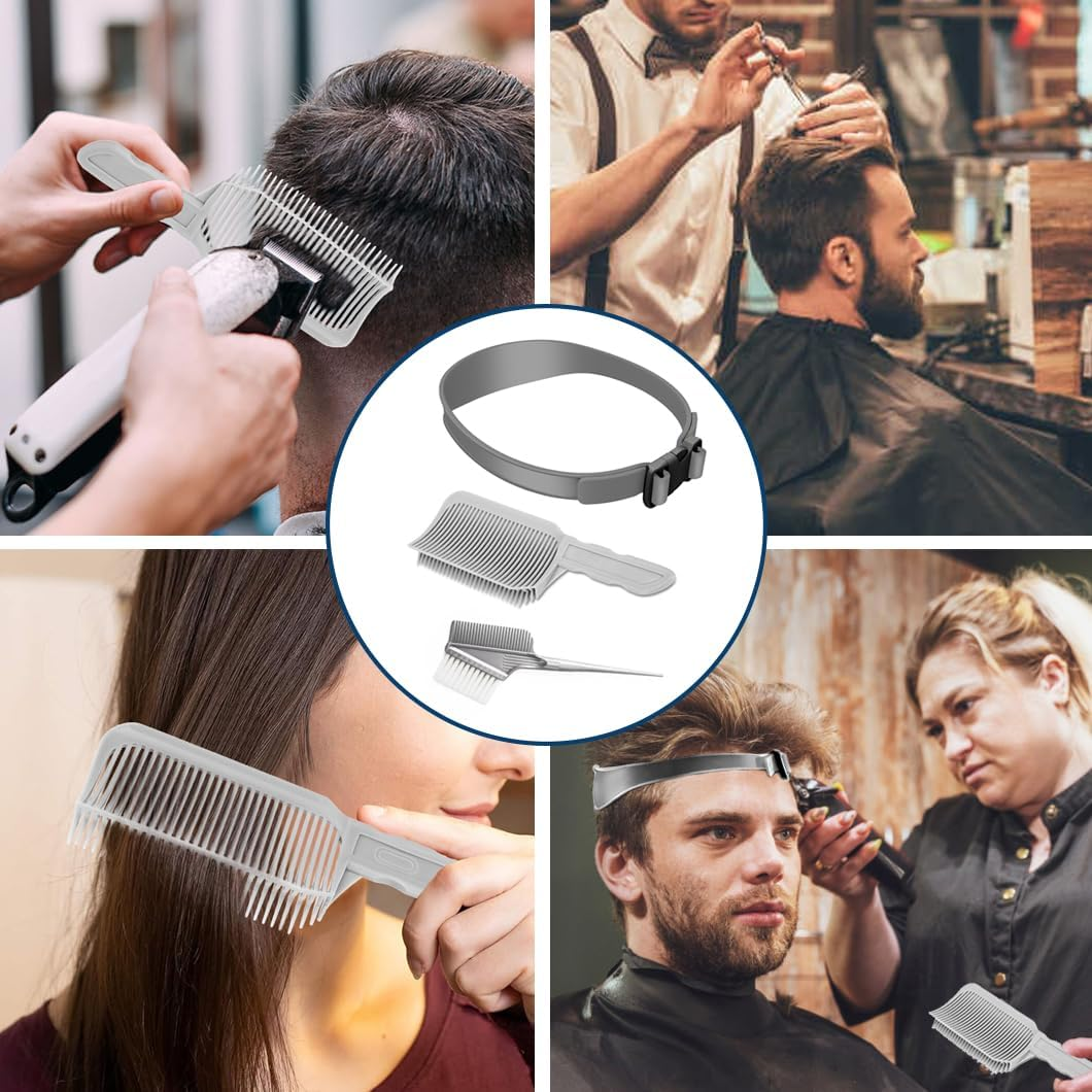 Youery Pack of 3 Barber Comb for Men, Hair Cutting Comb, Hair Cutting Set, Silicone Haircut Band, Professional Curved Positioning Comb, Hair Dye Comb, Hair Cutting Aid image number 5