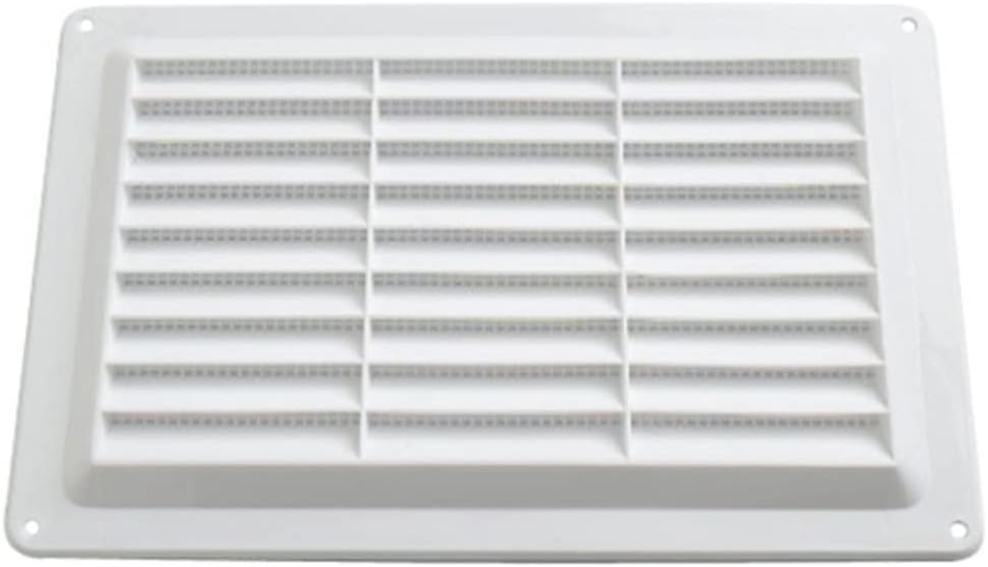 Merriway BH01158 9 X 6 Inch Fixed Louvre Air Vent Grille with Flyscreen (Overall Vent Size: 257 X 163Mm), White Plastic image number 1