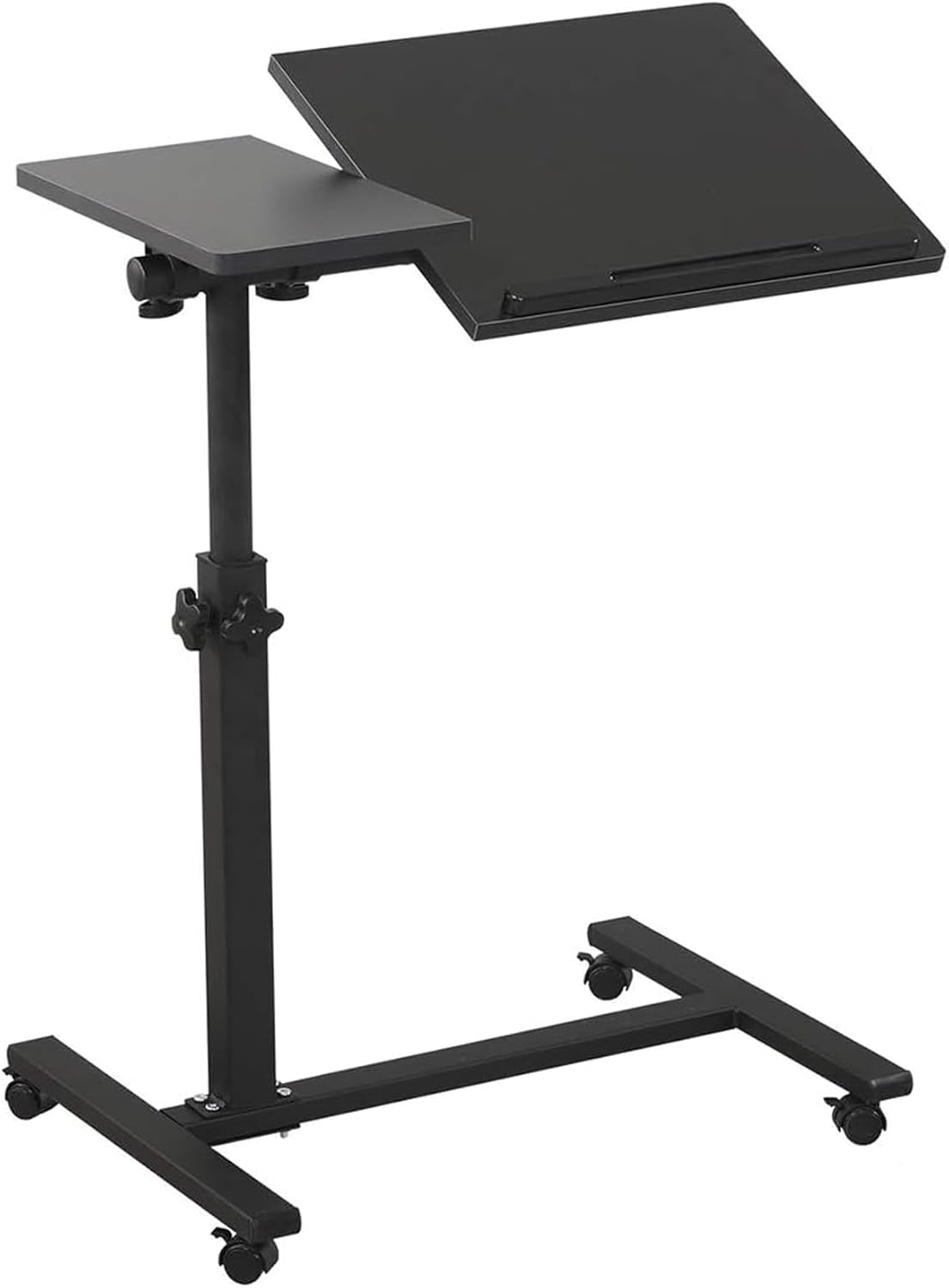 Rolling Laptop Stand Desk, Adjustable Height Mobile Laptop Cart Desk with Wheels, 60 * 35 * 90Cm, Black ﻿ image number 6