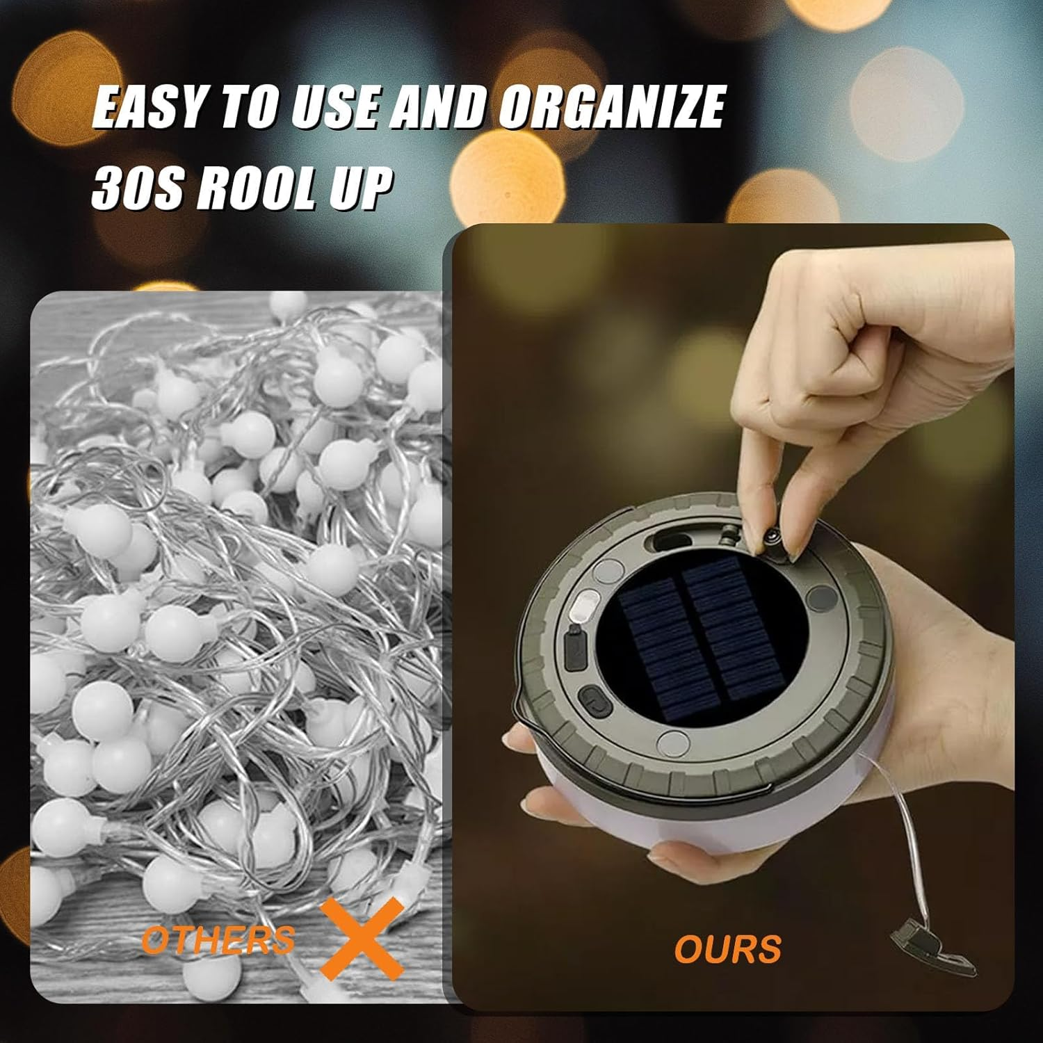 Solar Power Camping Lights String,Outdoor String Lights with 8 Modes Adjustable,Ip44 Portable Camping Lantern Emergency Light for Hiking,Tent,Yard (20 Meters Solar Power Warm Lights ) image number 6