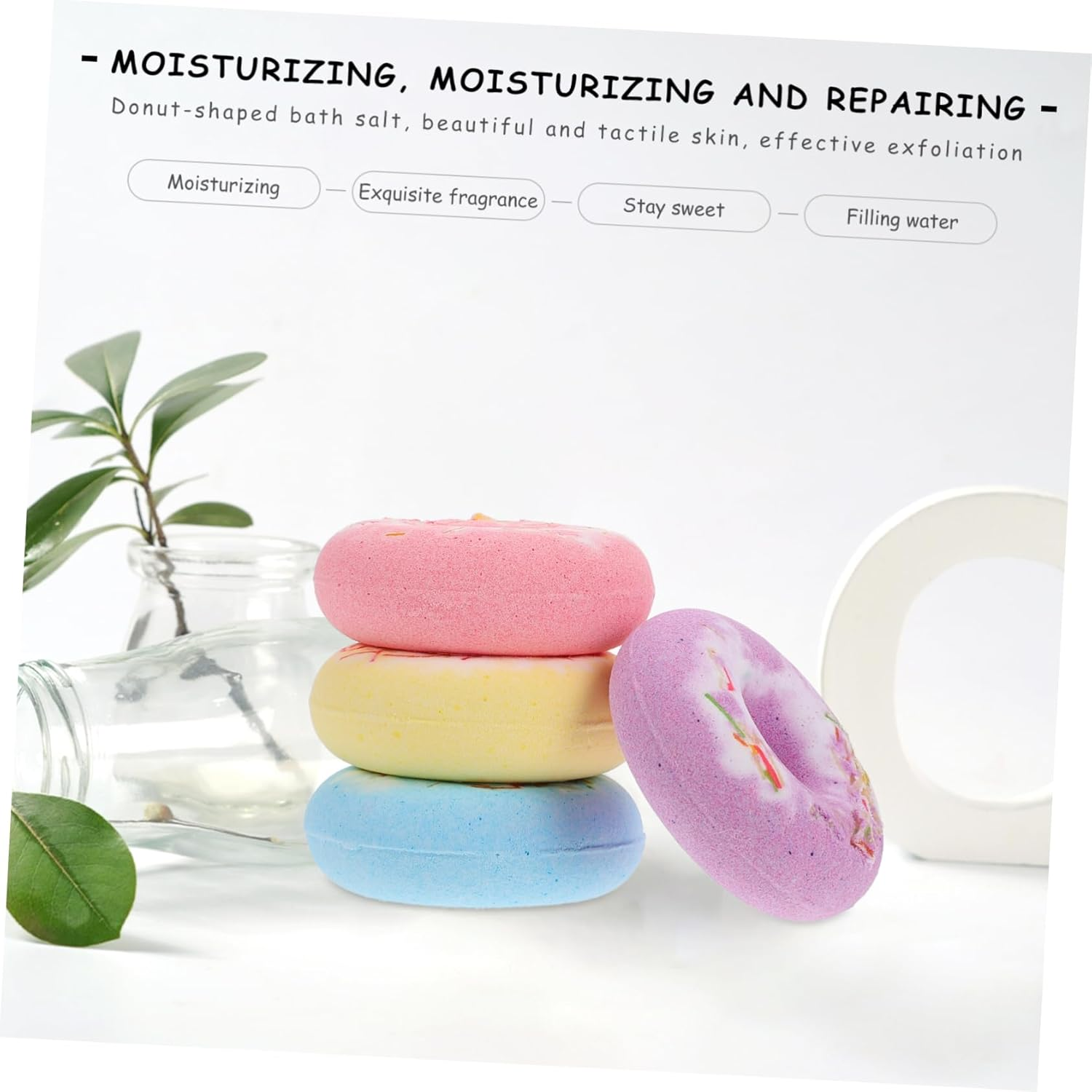 Hoement 4Pcs Lovely Bath Bubble Salt Bath for Relaxation and Skin Nourishment Color Aromatherapy Bathing For image number 3